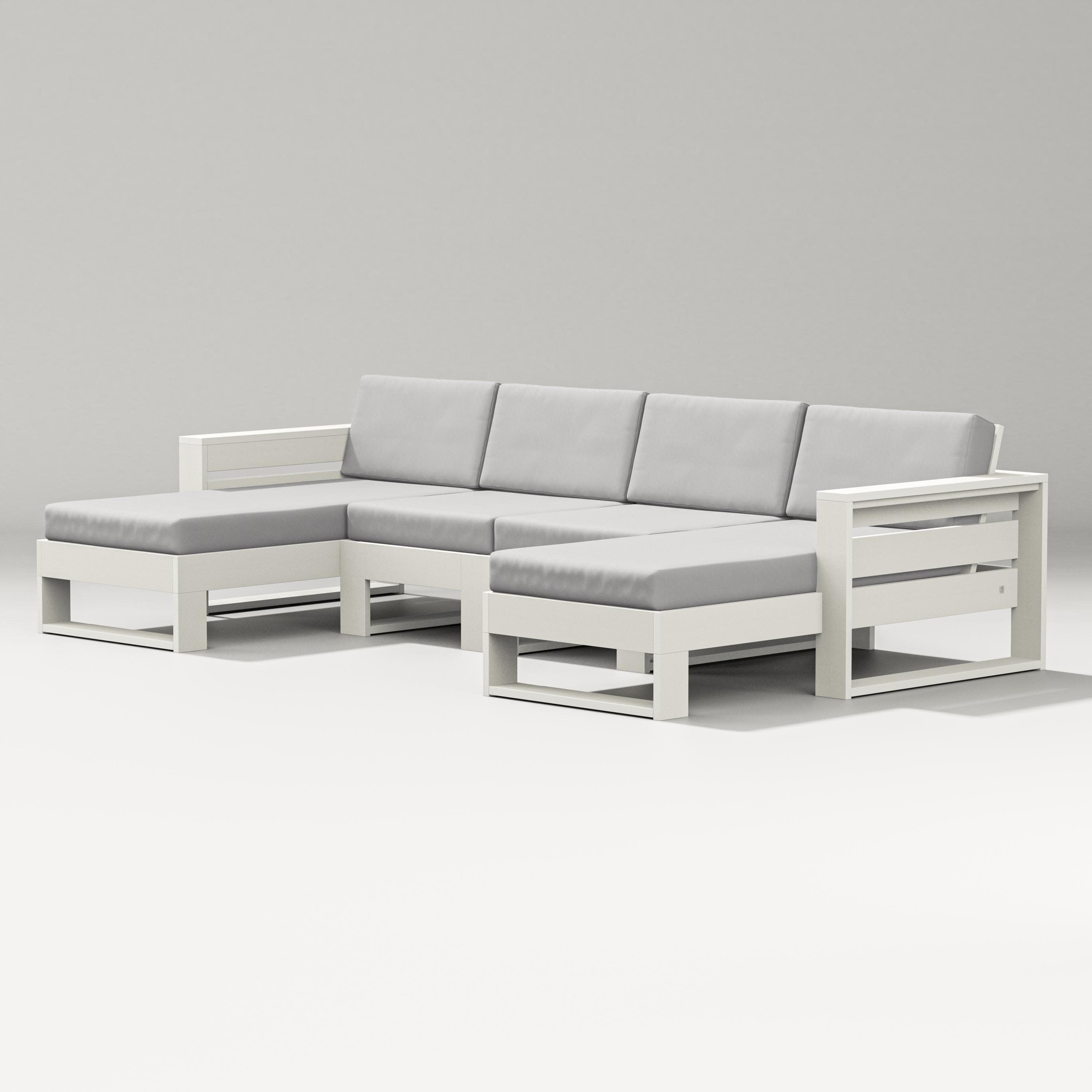 Latitude Double Chaise Sectional in Vintage White / Diamond in the Rough