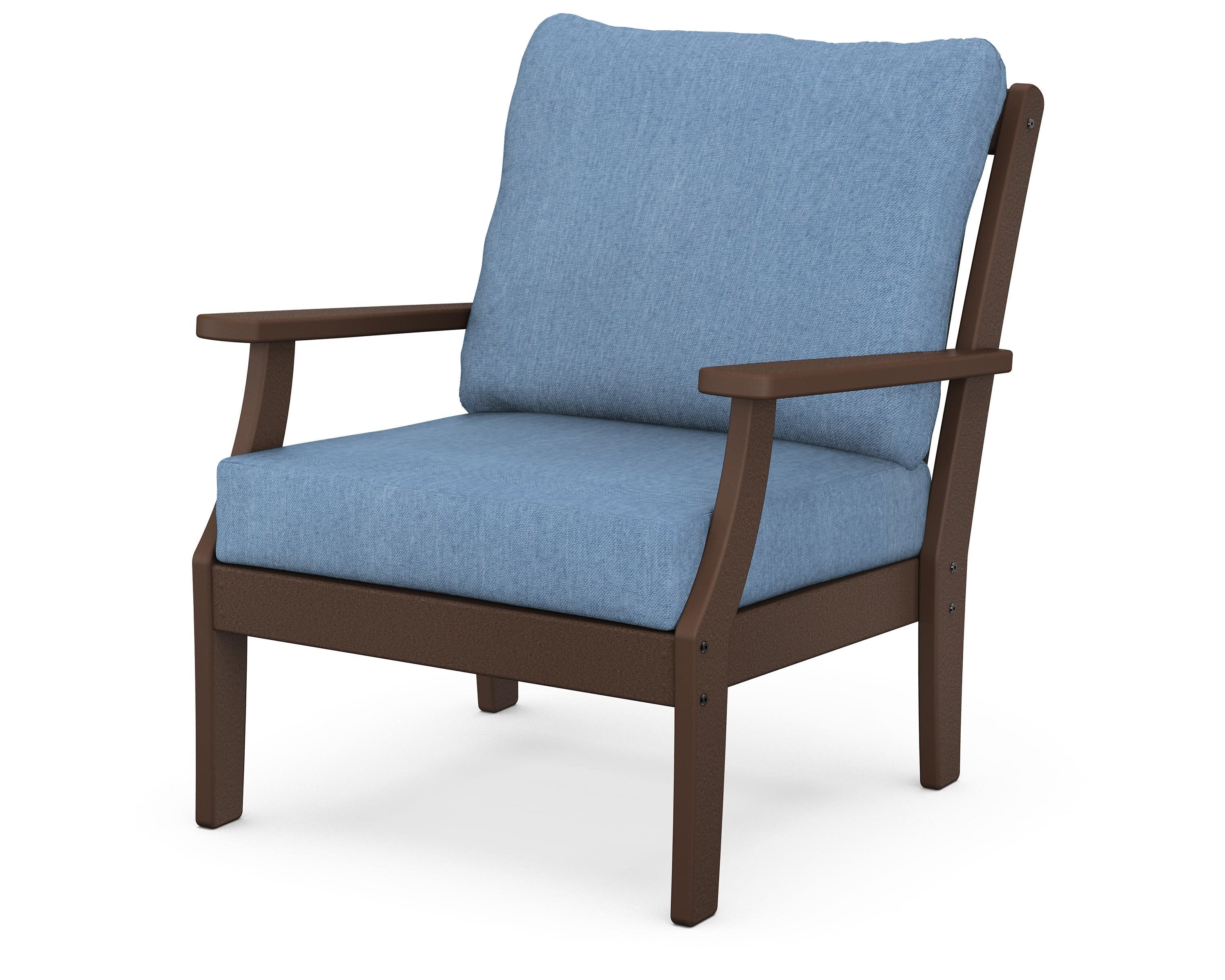 Braxton Deep Seating Chair in Mahogany / Sky Blue