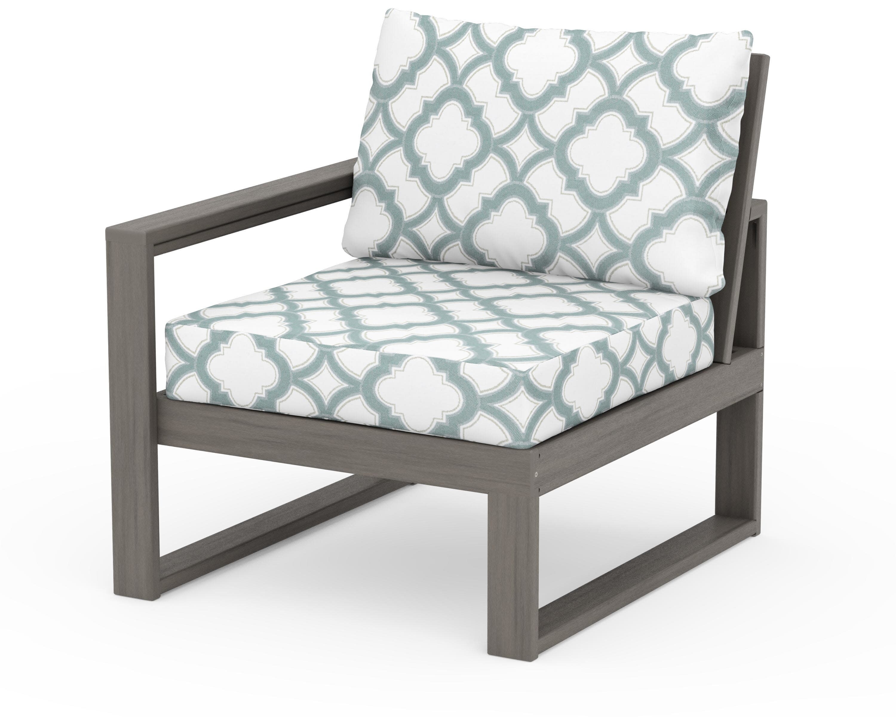 EDGE Modular Left Arm Chair in Driftwood / Trellis Glacier Spa
