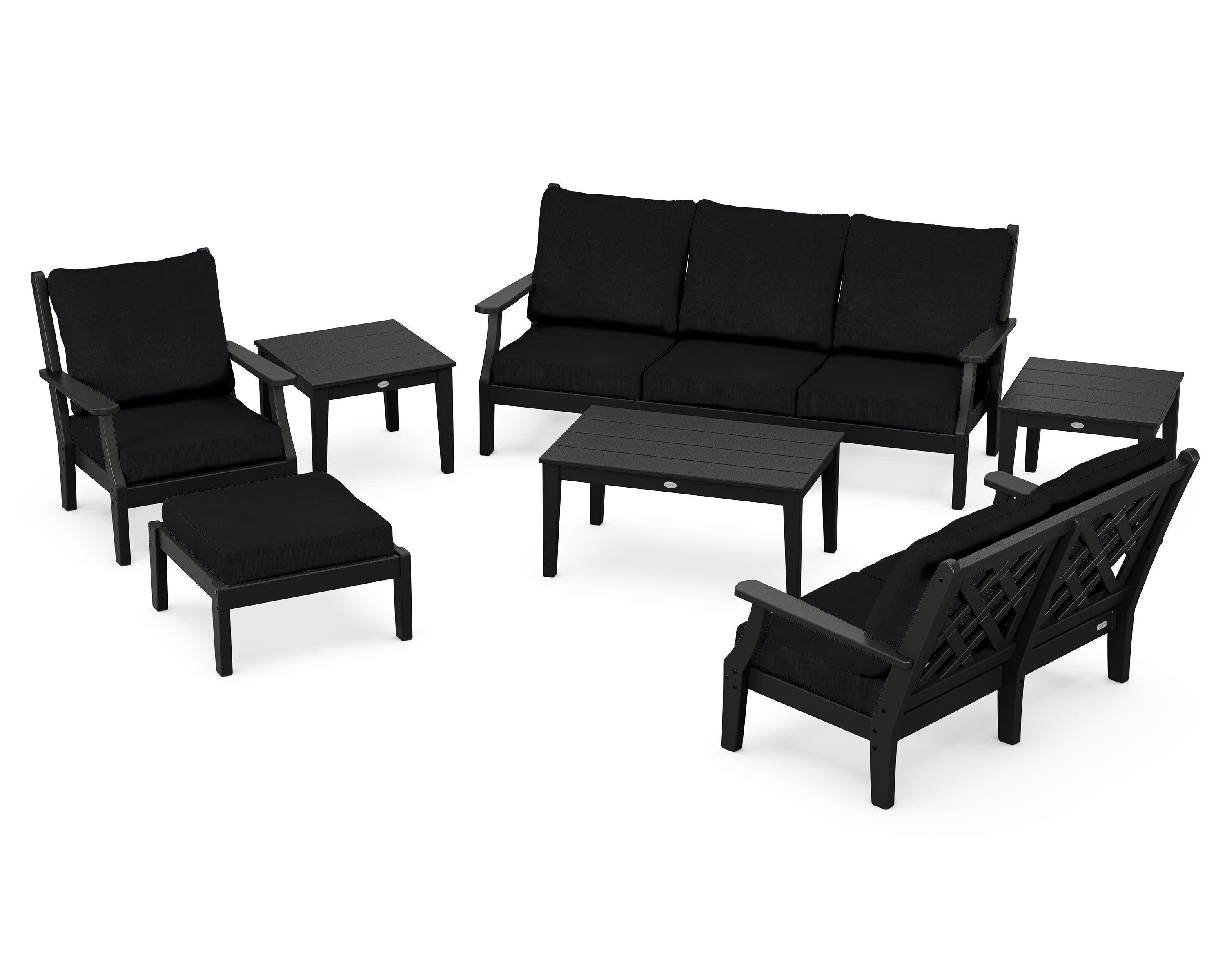 Wovendale 7-Piece Deep Seating Set in Black / Midnight Linen