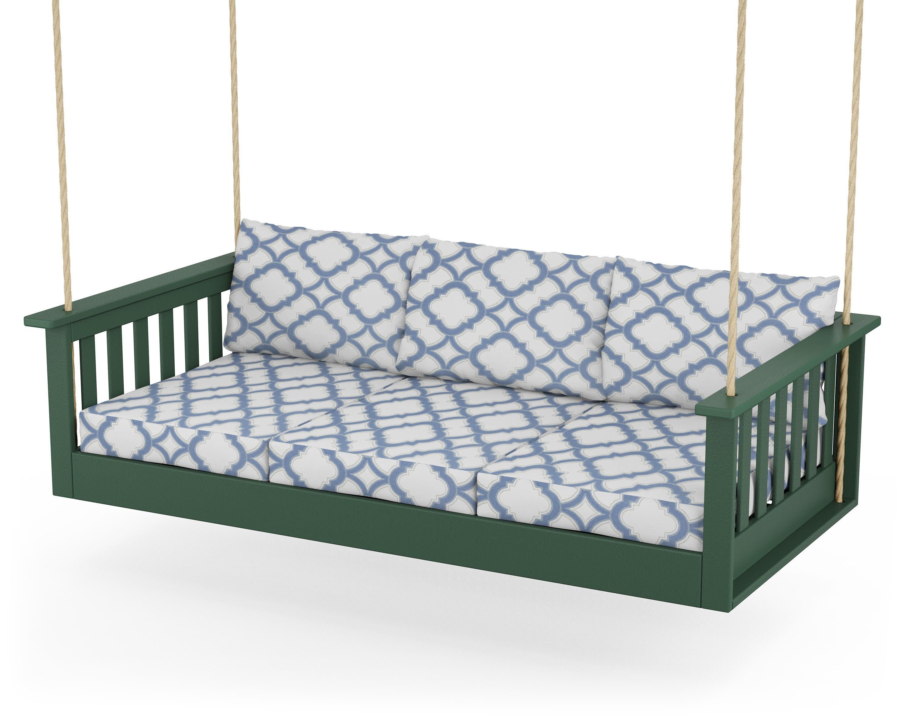 Vineyard Daybed Swing in Green / Trellis Sky Blue