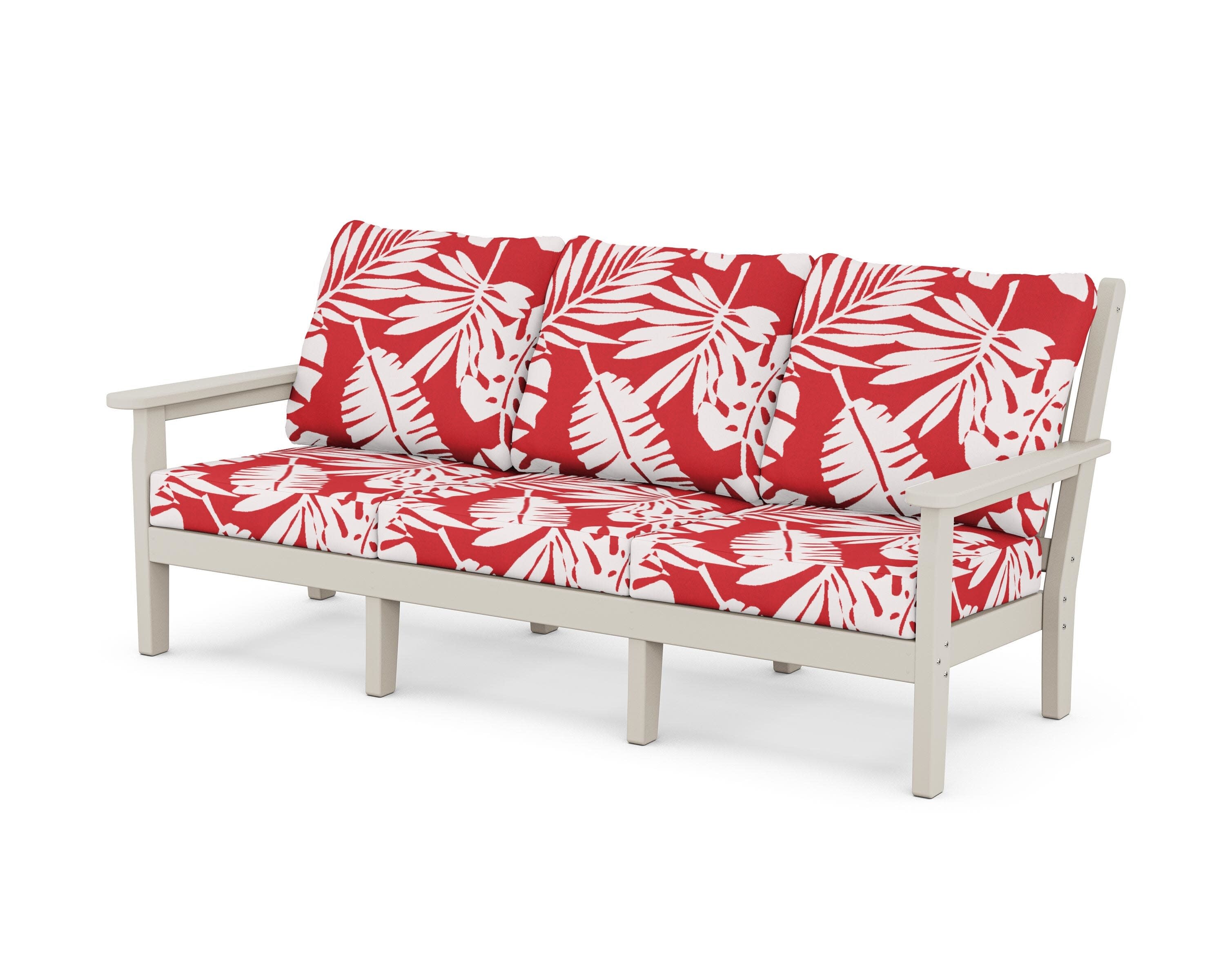 Chippendale Deep Seating Sofa in Sand / Leaf Crimson