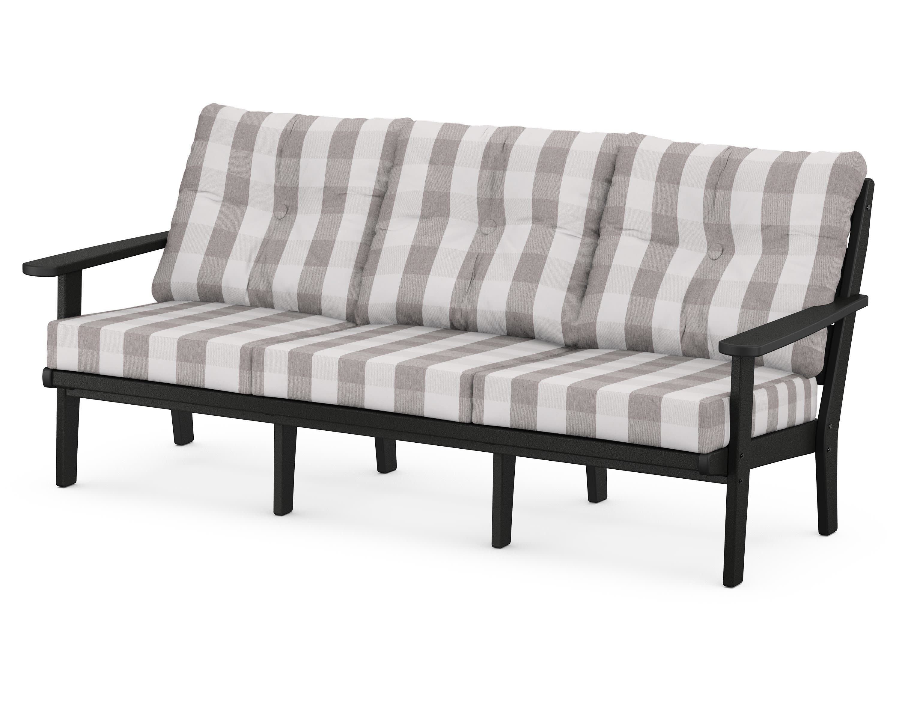 Lakeside Deep Seating Sofa in Black / Buffalo Plaid Grey Mist