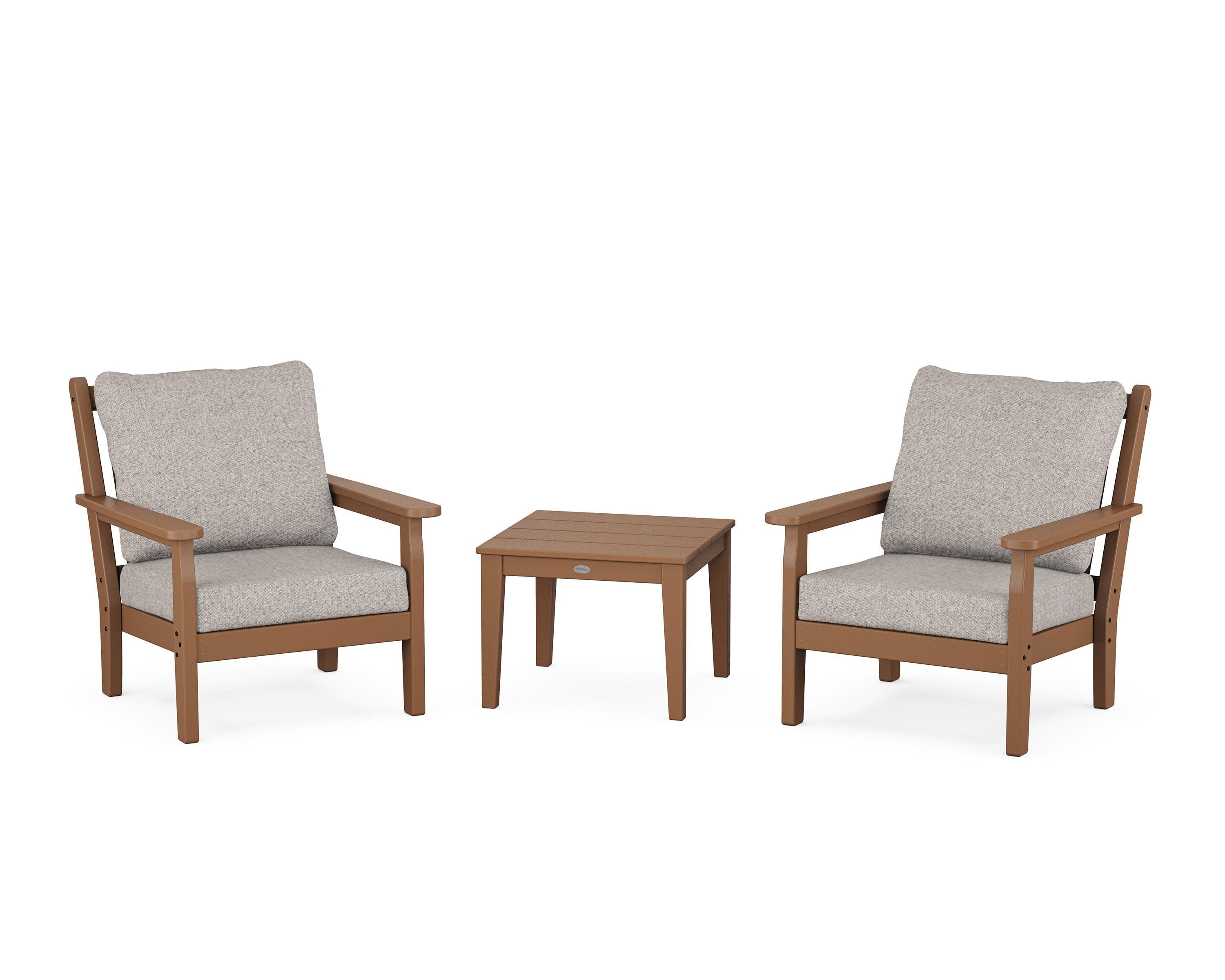 Chippendale 3-Piece Deep Seating Set in Teak / Weathered Tweed