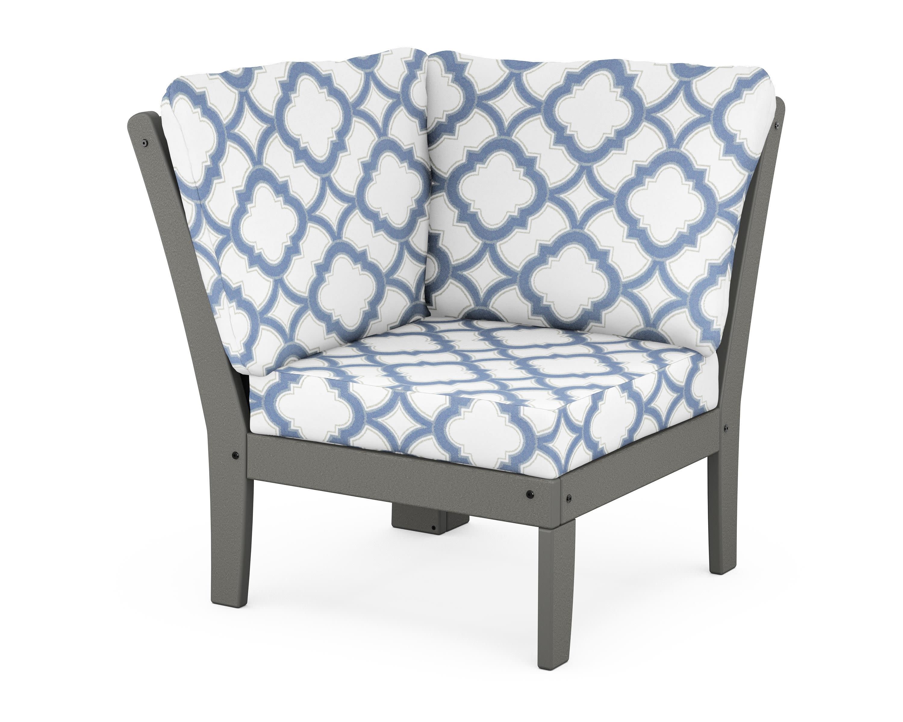 Braxton Modular Corner Chair in Slate Grey / Trellis Sky Blue