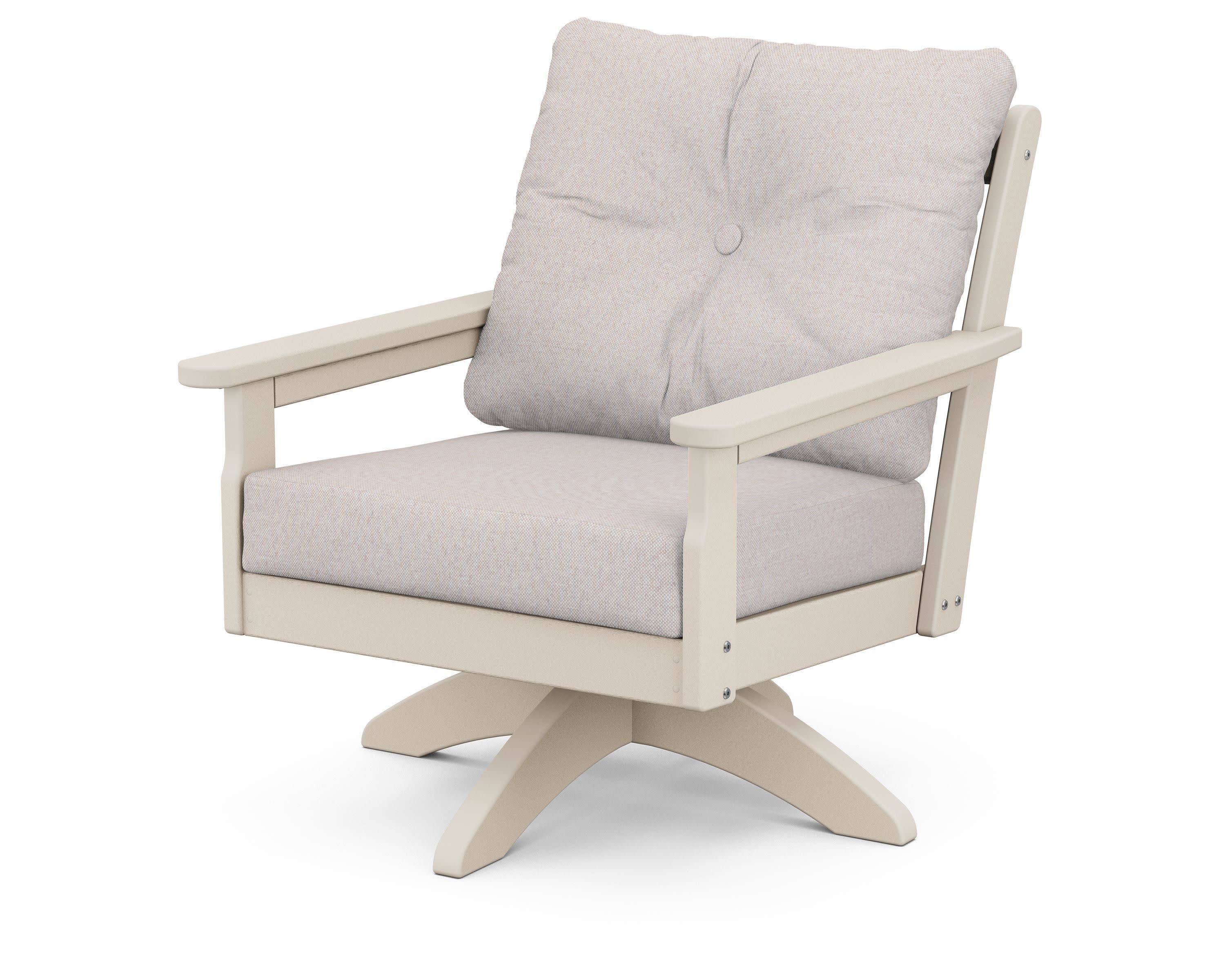 Vineyard Deep Seating Swivel Chair in Sand / Dune Burlap