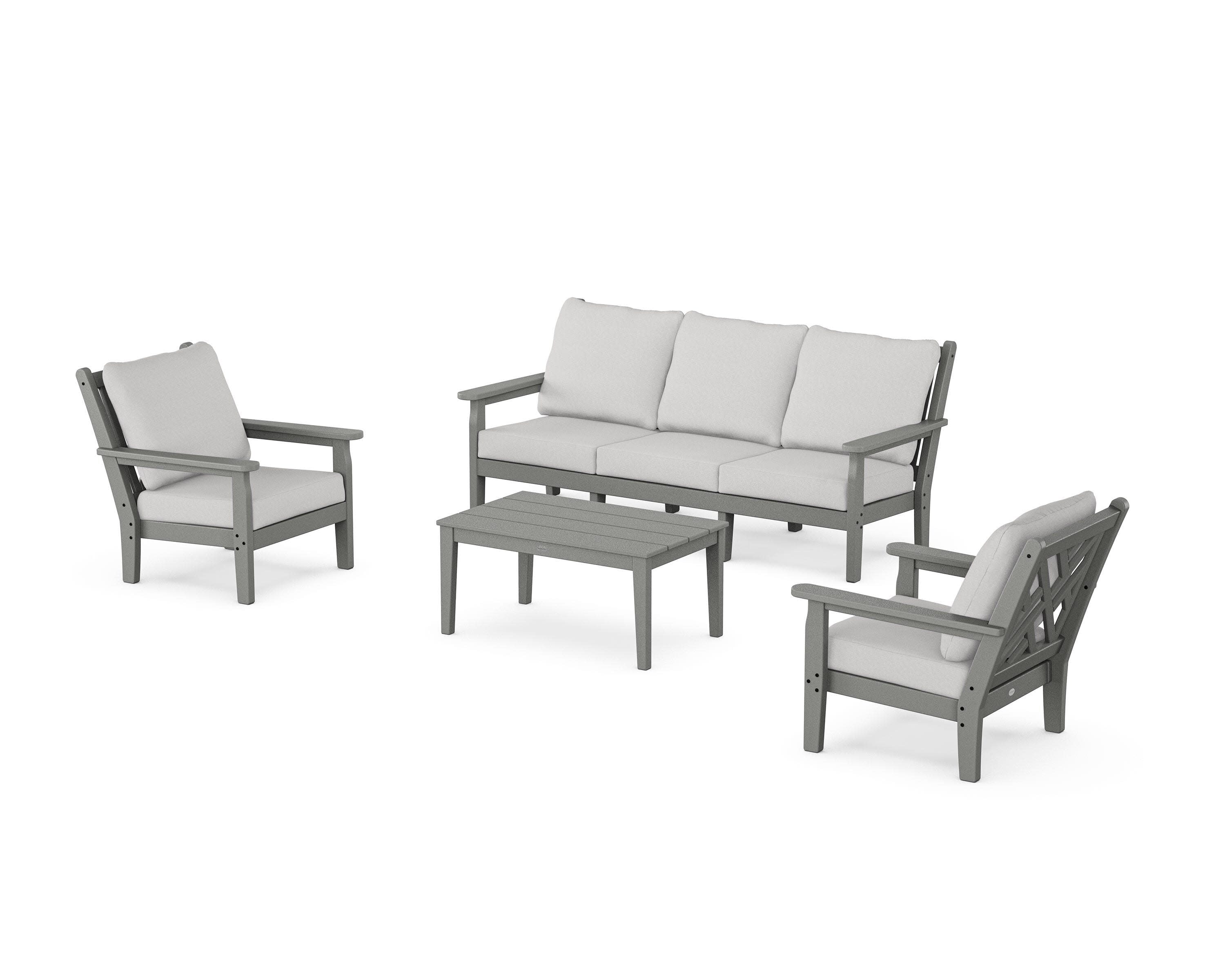Chippendale 4-Piece Deep Seating Set with Sofa in Slate Grey / Diamond in the Rough