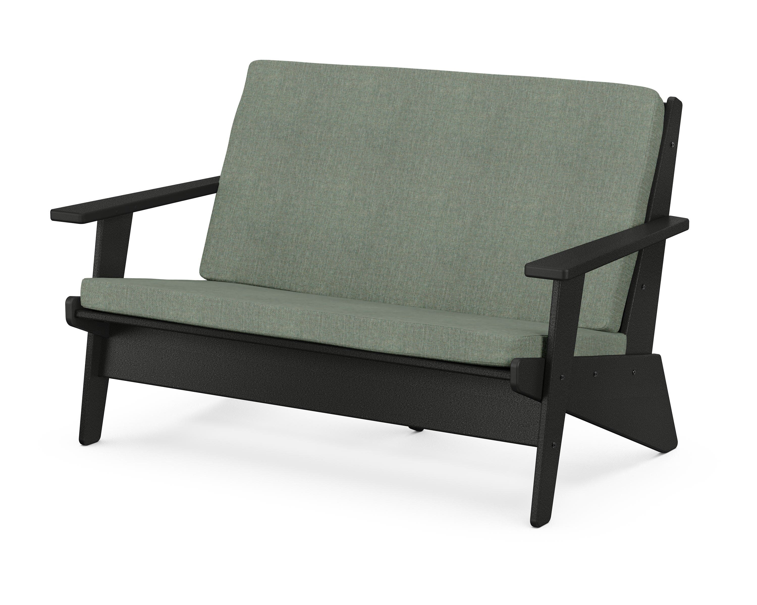 Riviera Modern Lounge Loveseat in Black / Cast Sage
