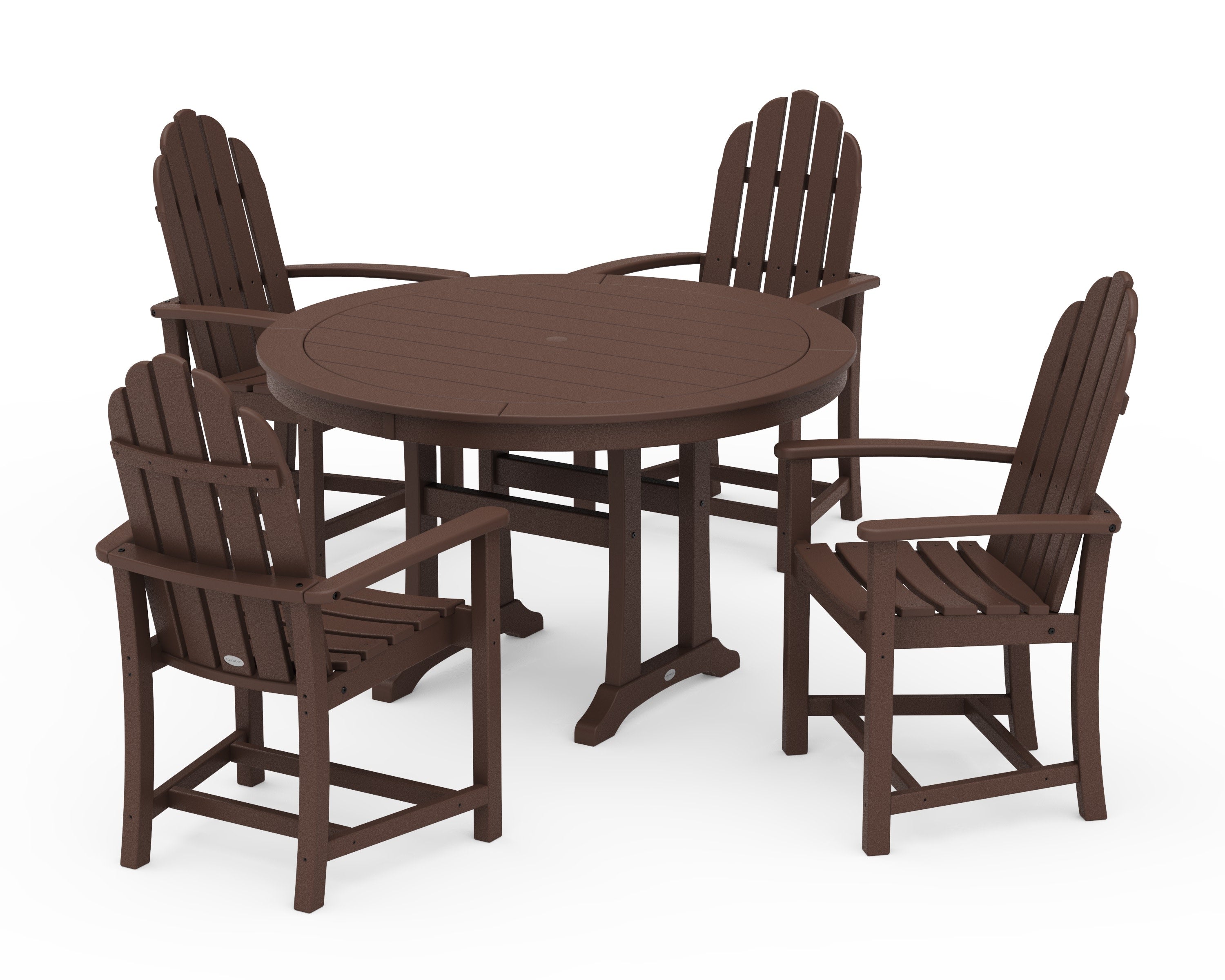 Classic Adirondack 5-Piece Round Dining Set with Trestle Legs in Mahogany
