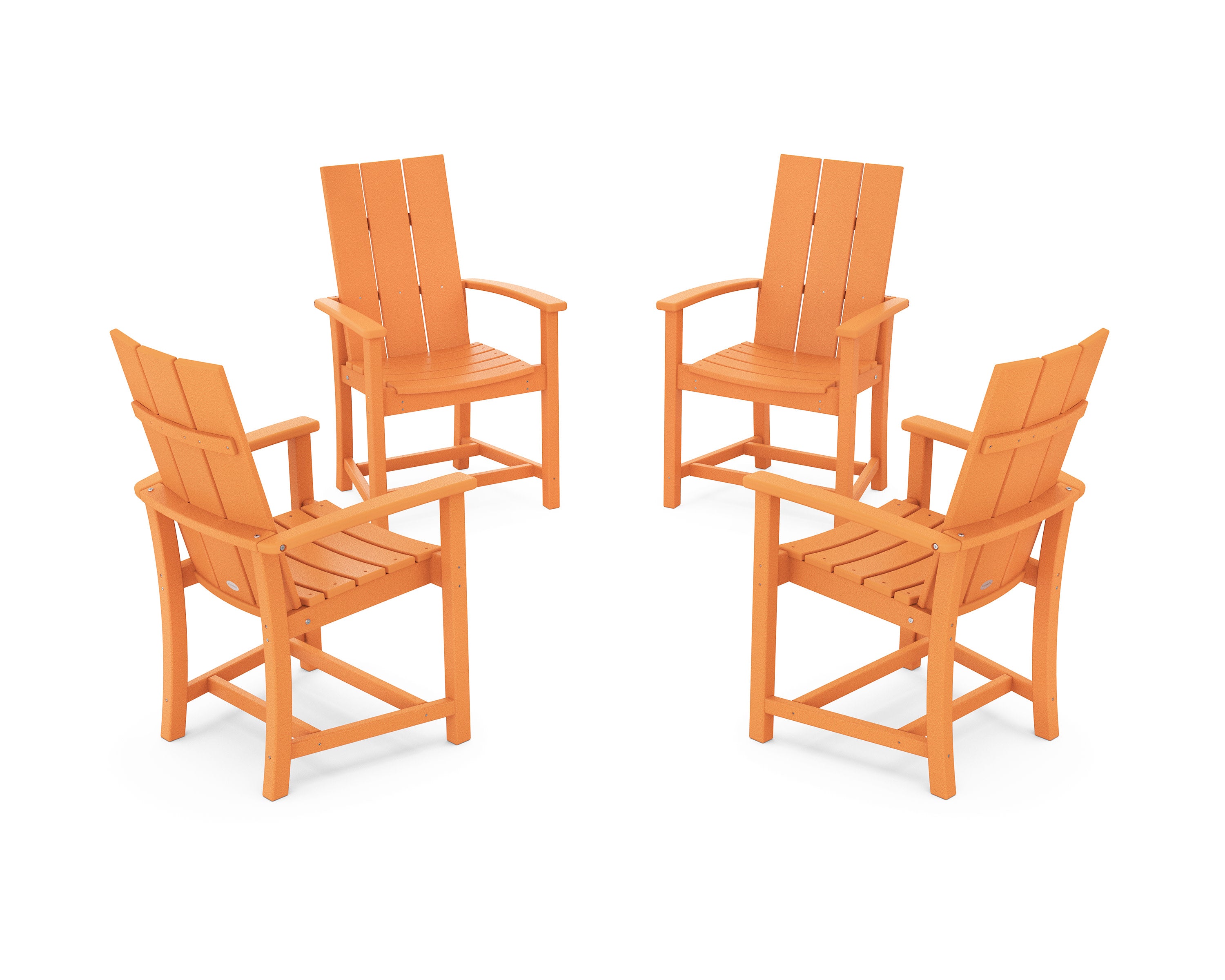 Modern 4-Piece Upright Adirondack Conversation Set in Tangerine
