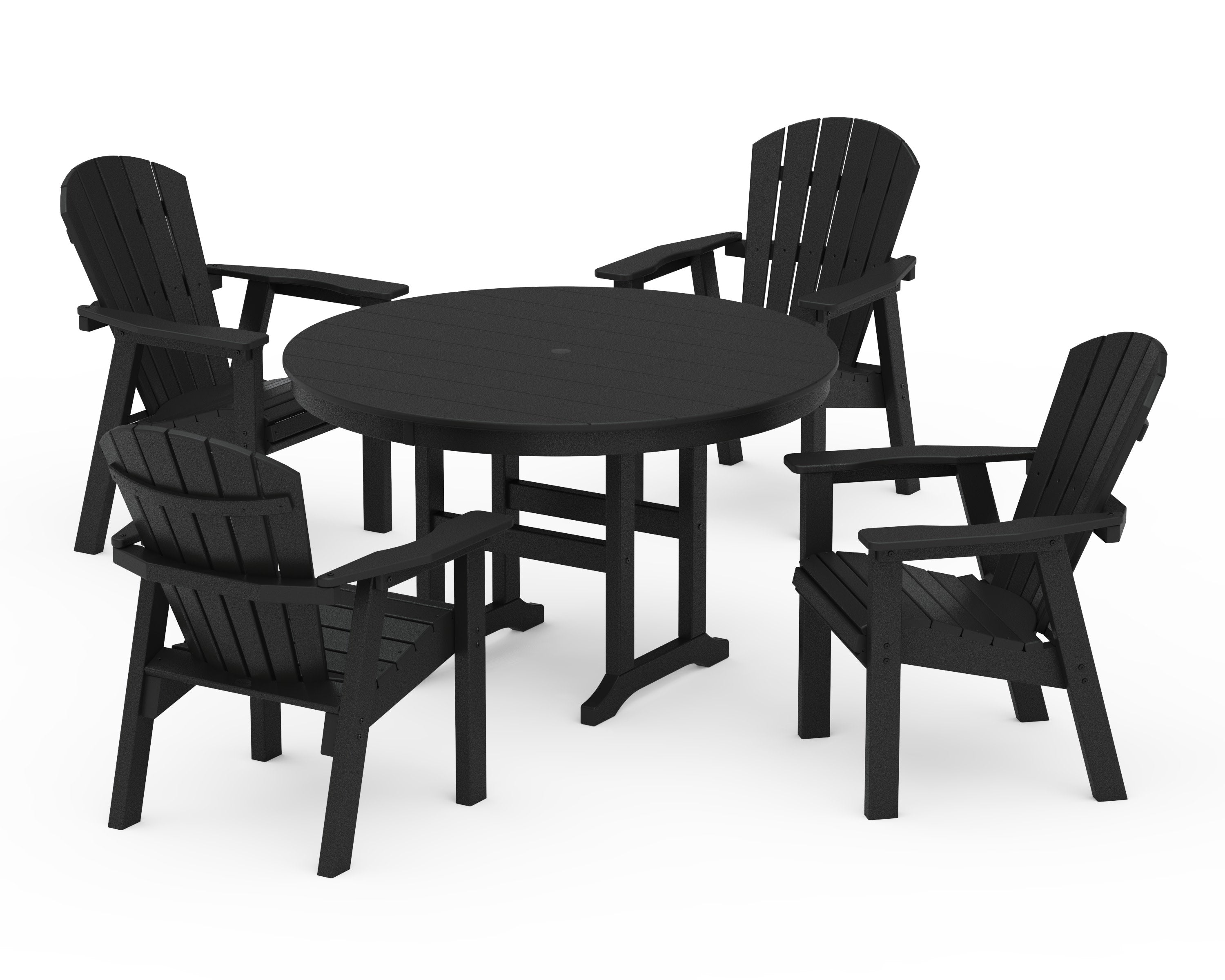 Seashell 5-Piece Round Farmhouse Dining Set in Black