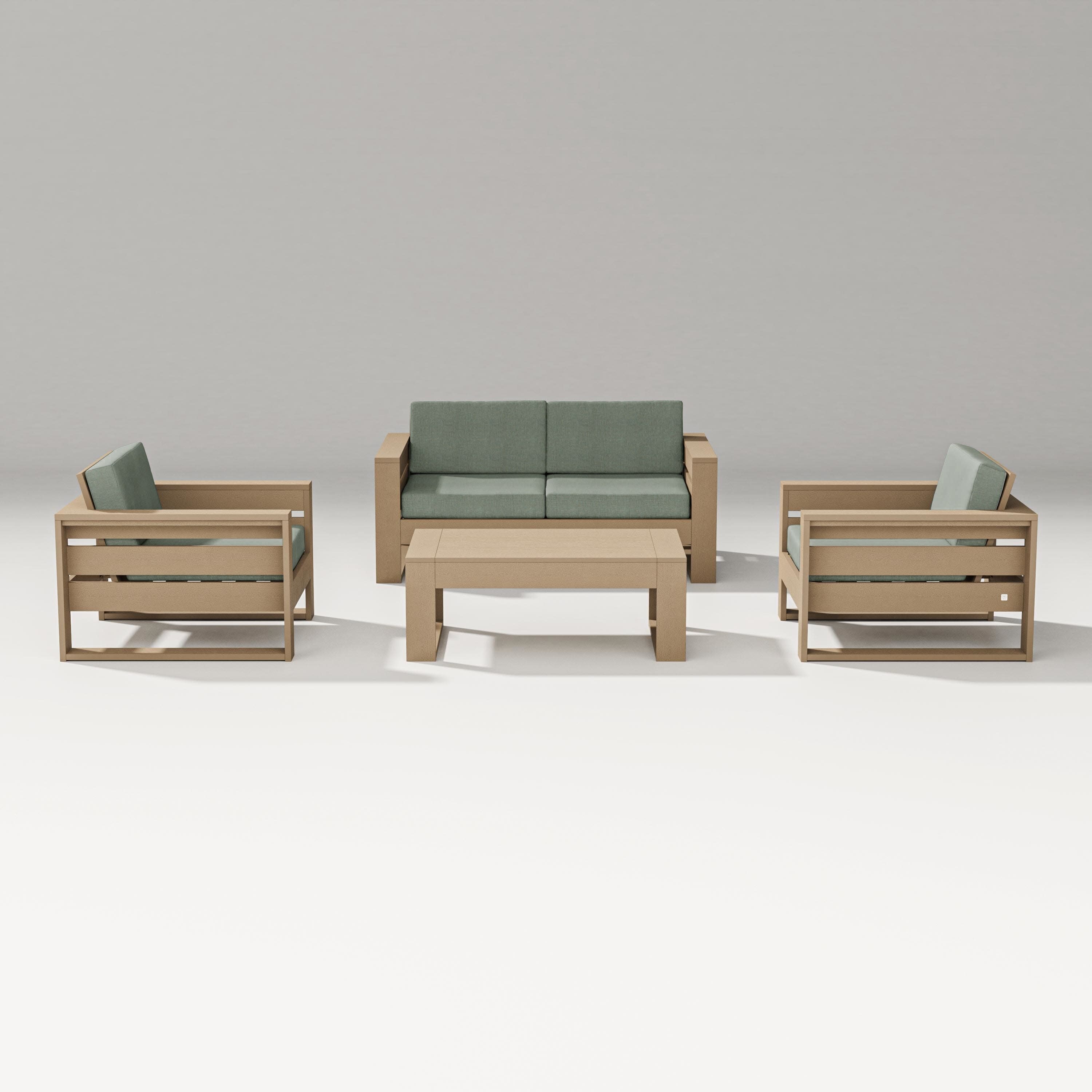 Latitude 4-Piece Lounge Loveseat Set in Vintage Sahara / Cast Sage