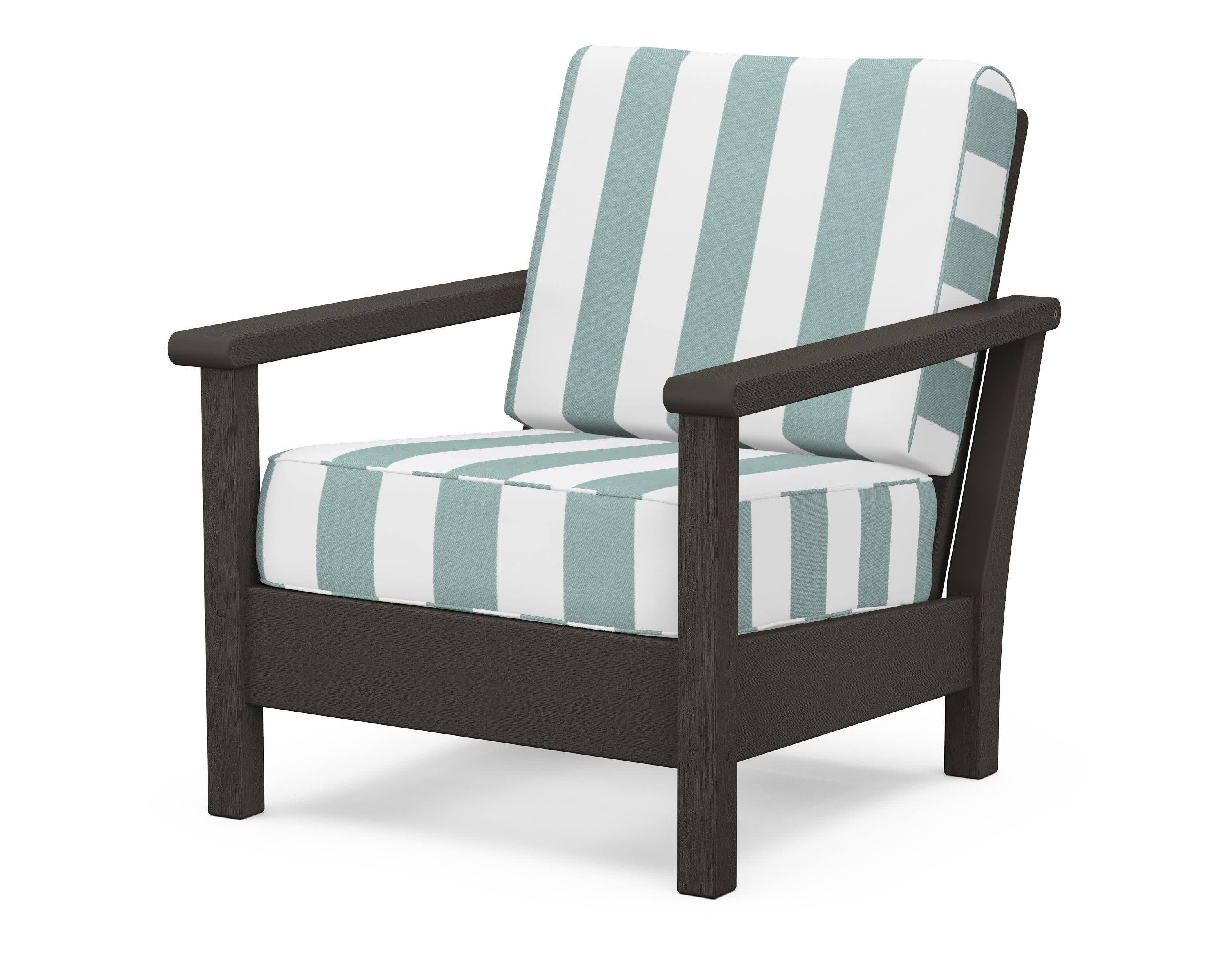 Harbour Deep Seating Chair in Vintage Coffee / Cabana Stripe Glacier Spa