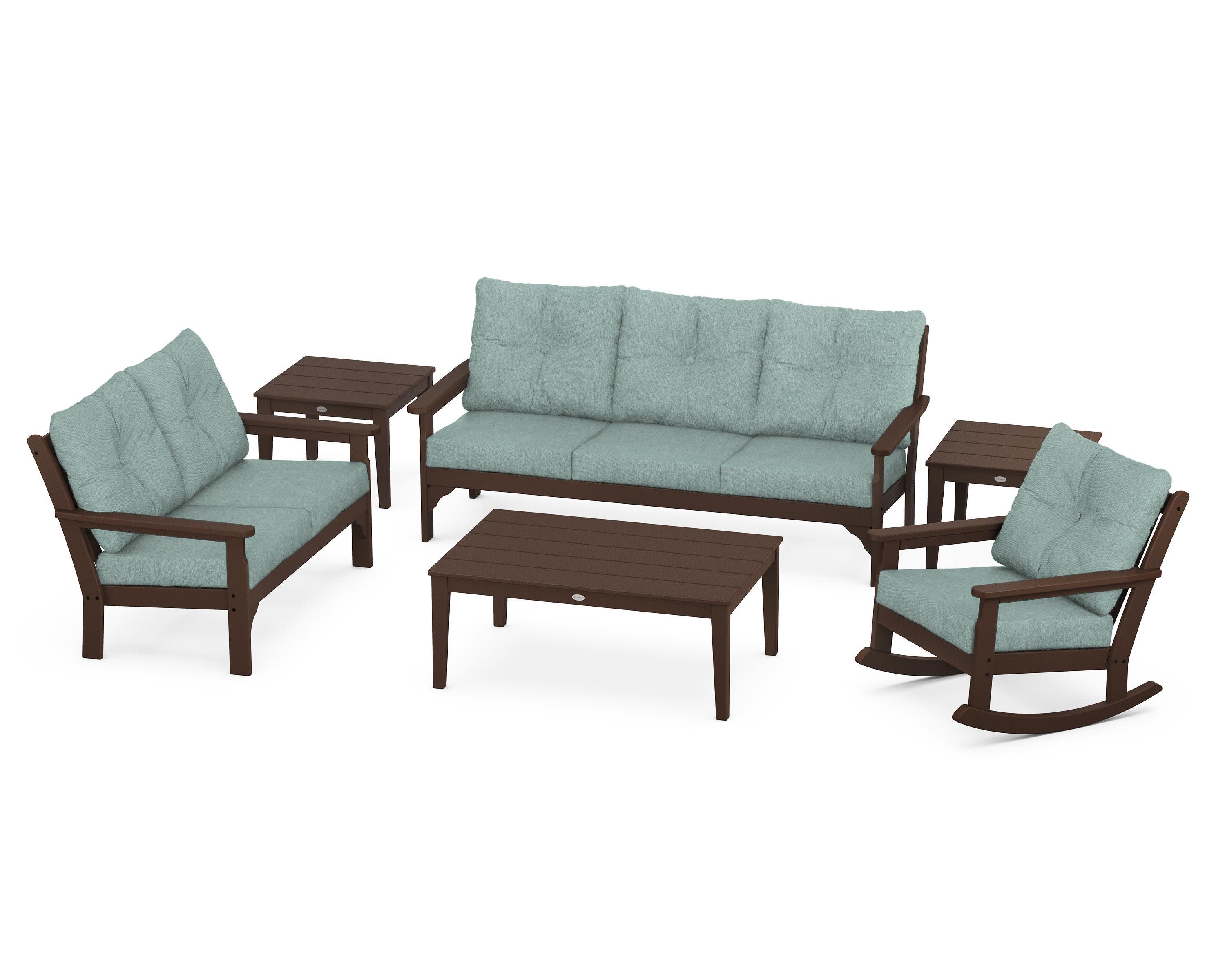 Vineyard 6-Piece Deep Seating Set in Mahogany / Glacier Spa