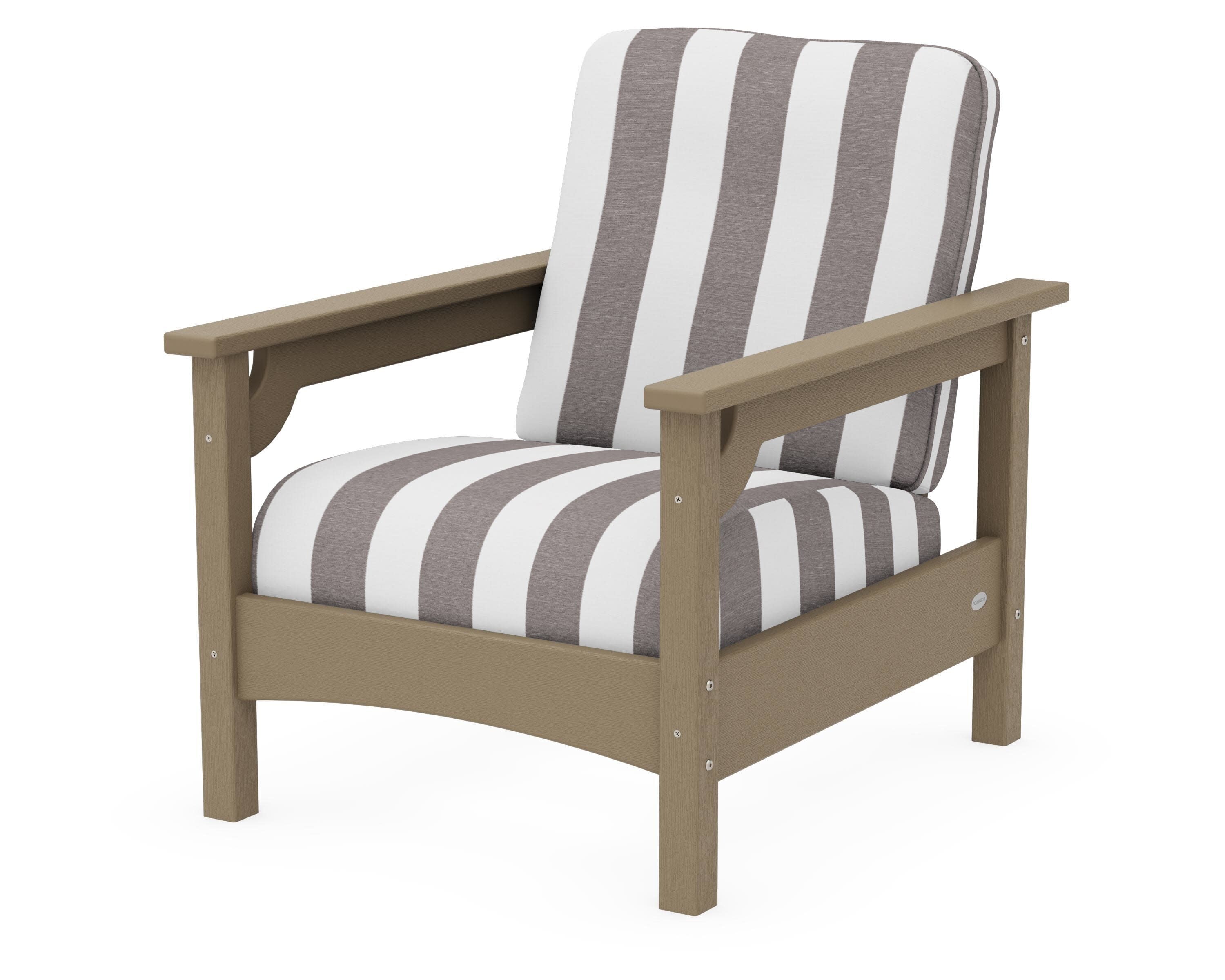 Club Chair in Vintage Sahara / Cabana Stripe Grey Mist