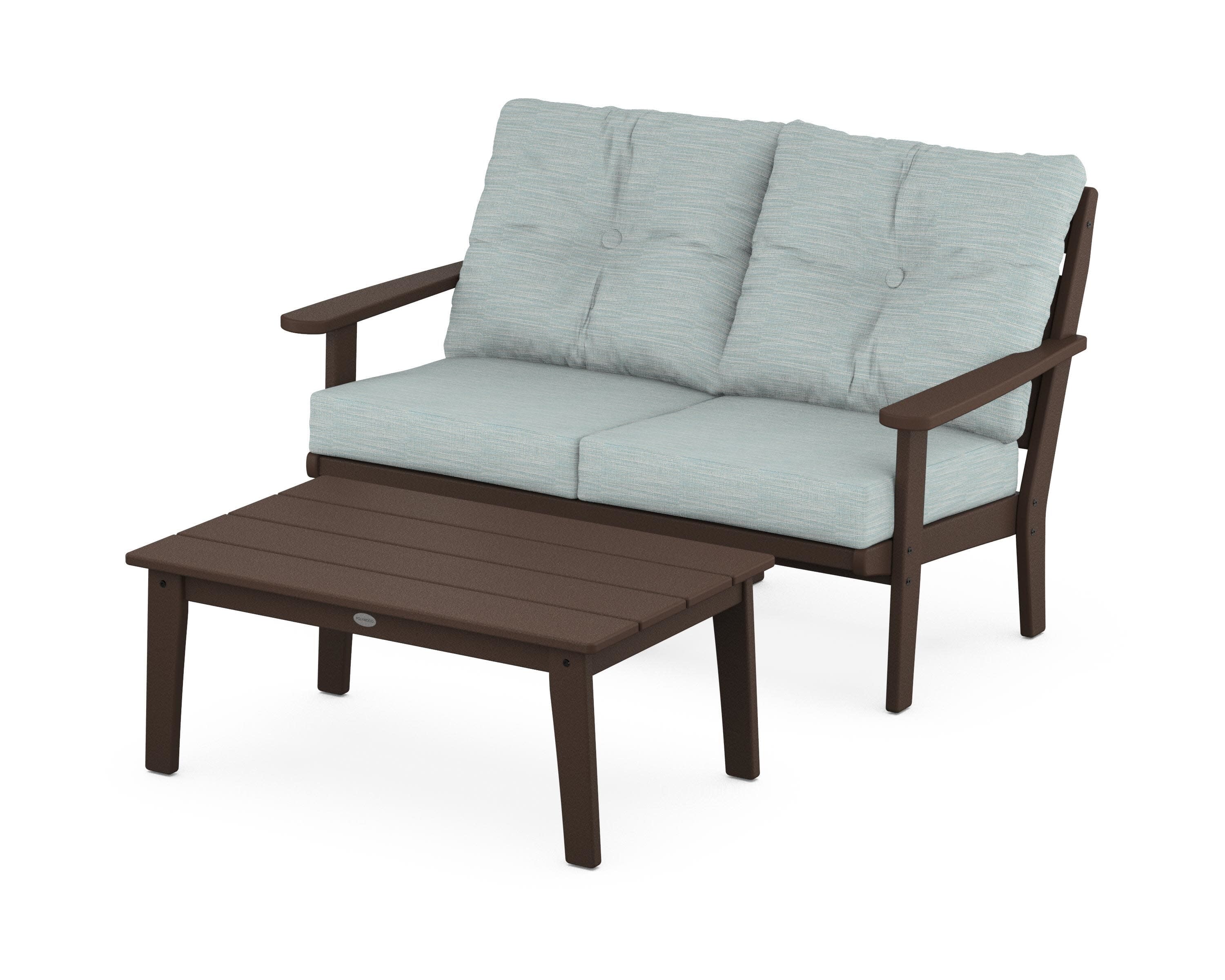 Lakeside 2-Piece Lounge Loveseat Set in Mahogany / Soothe Mist