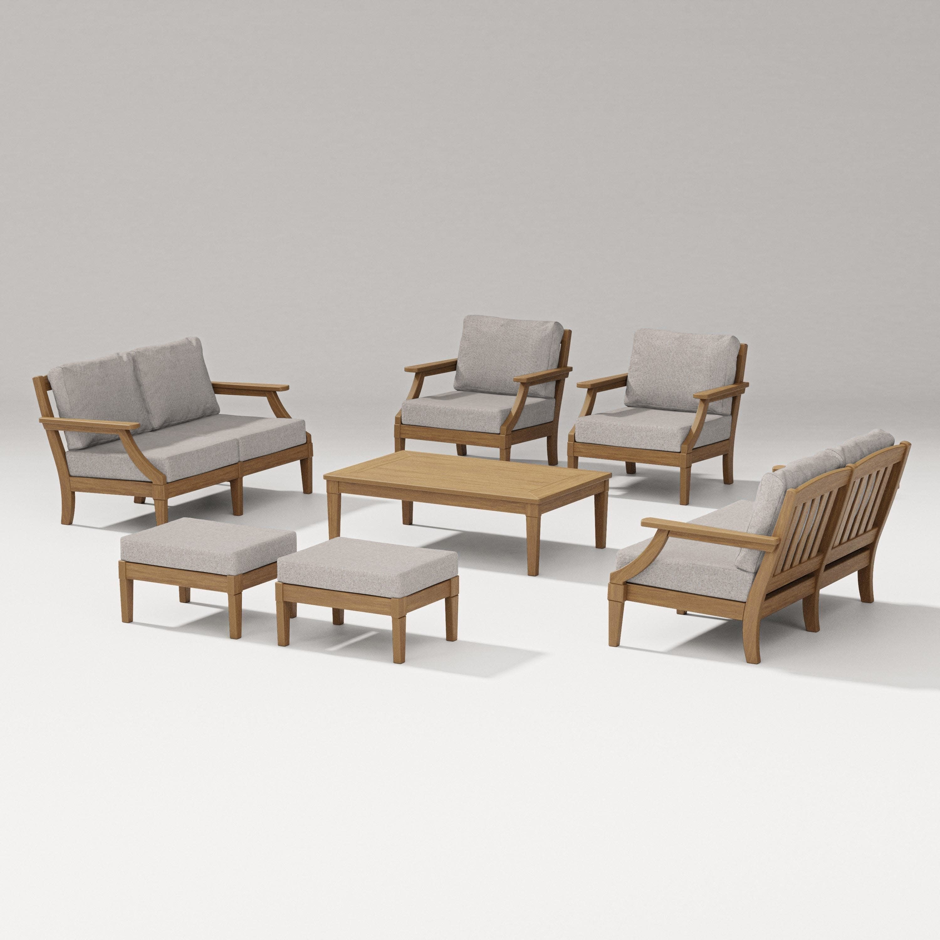 Estate 7-Piece Lounge Loveseat Set in Natural / Weathered Tweed