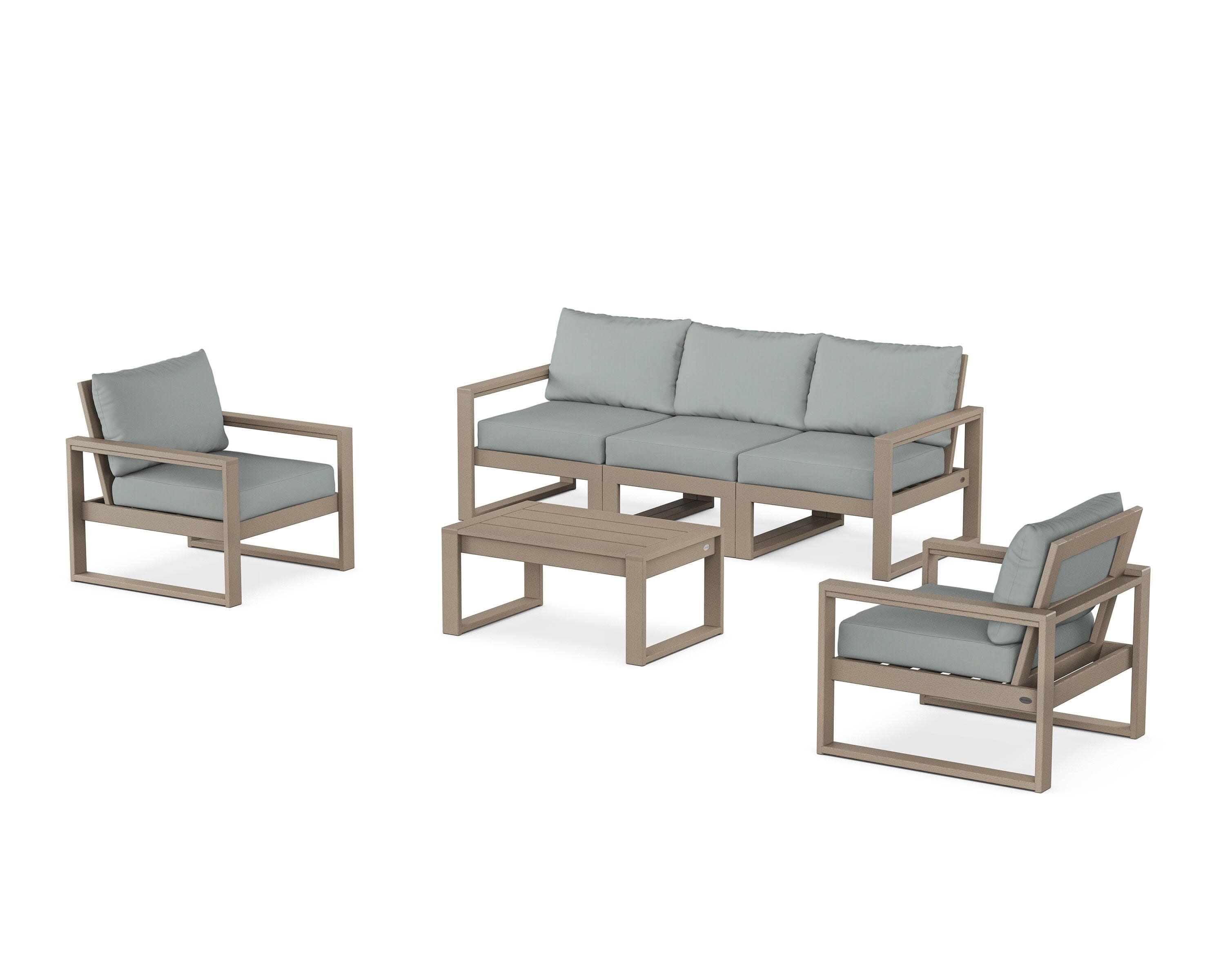 EDGE Sectional 4-Piece Deep Seating Set with Sofa in Vintage Sahara / Spa