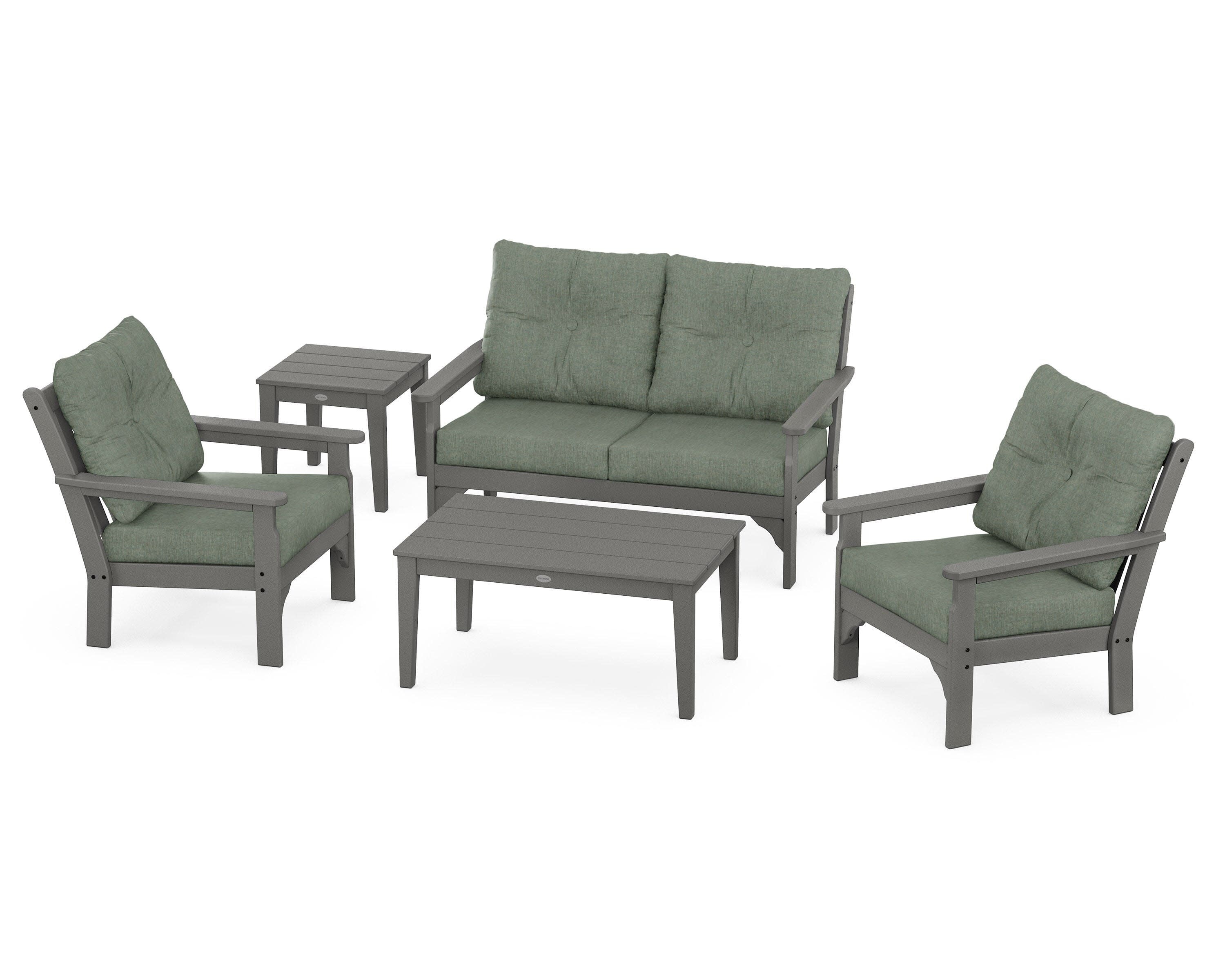 Vineyard 5-Piece Deep Seating Set in Slate Grey / Cast Sage