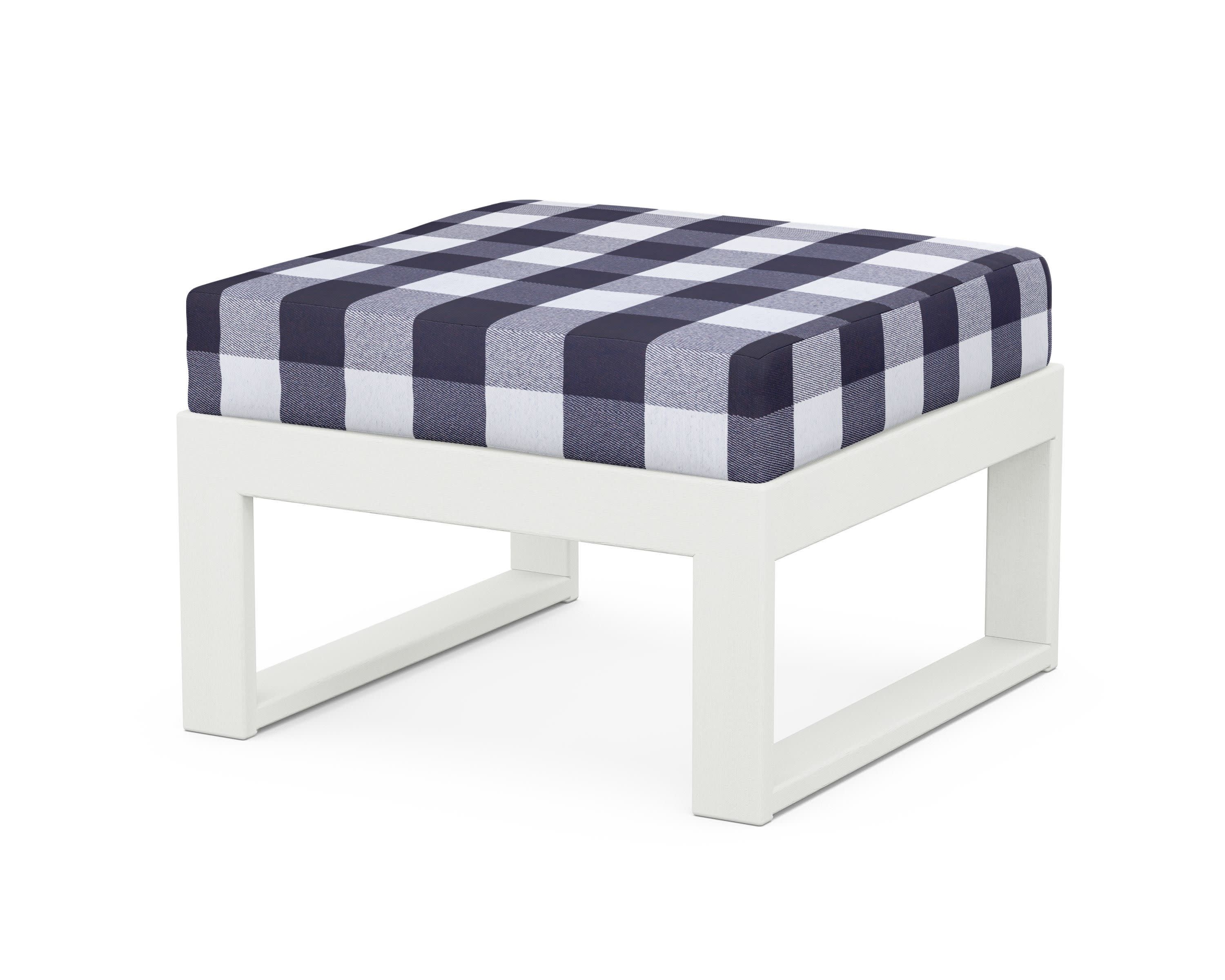 Modular Ottoman - Modern in Vintage White / Buffalo Plaid Navy
