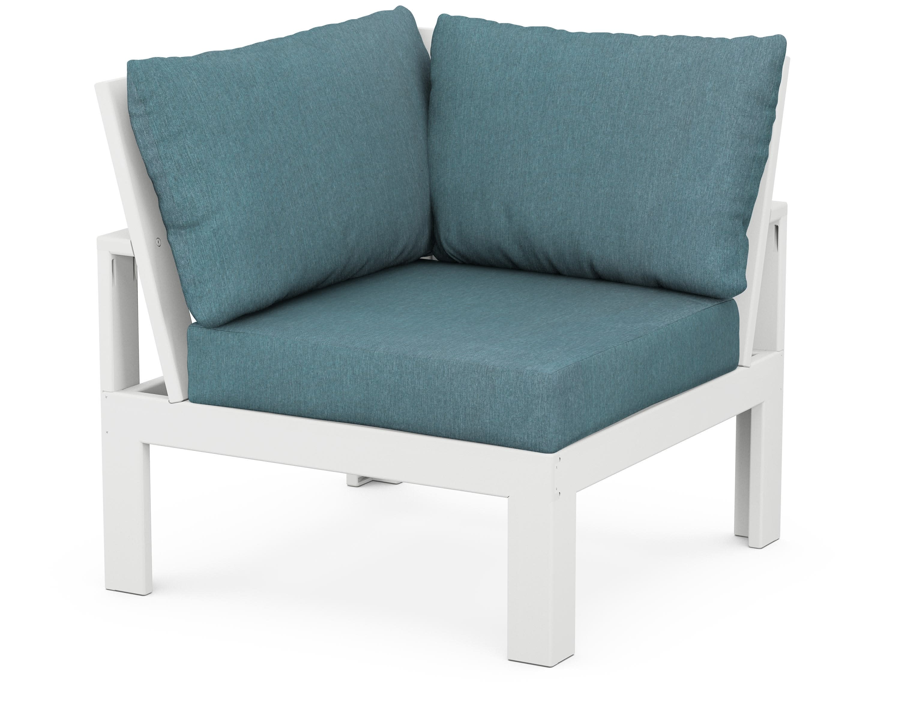 Modular Corner Chair in White / Ocean Teal