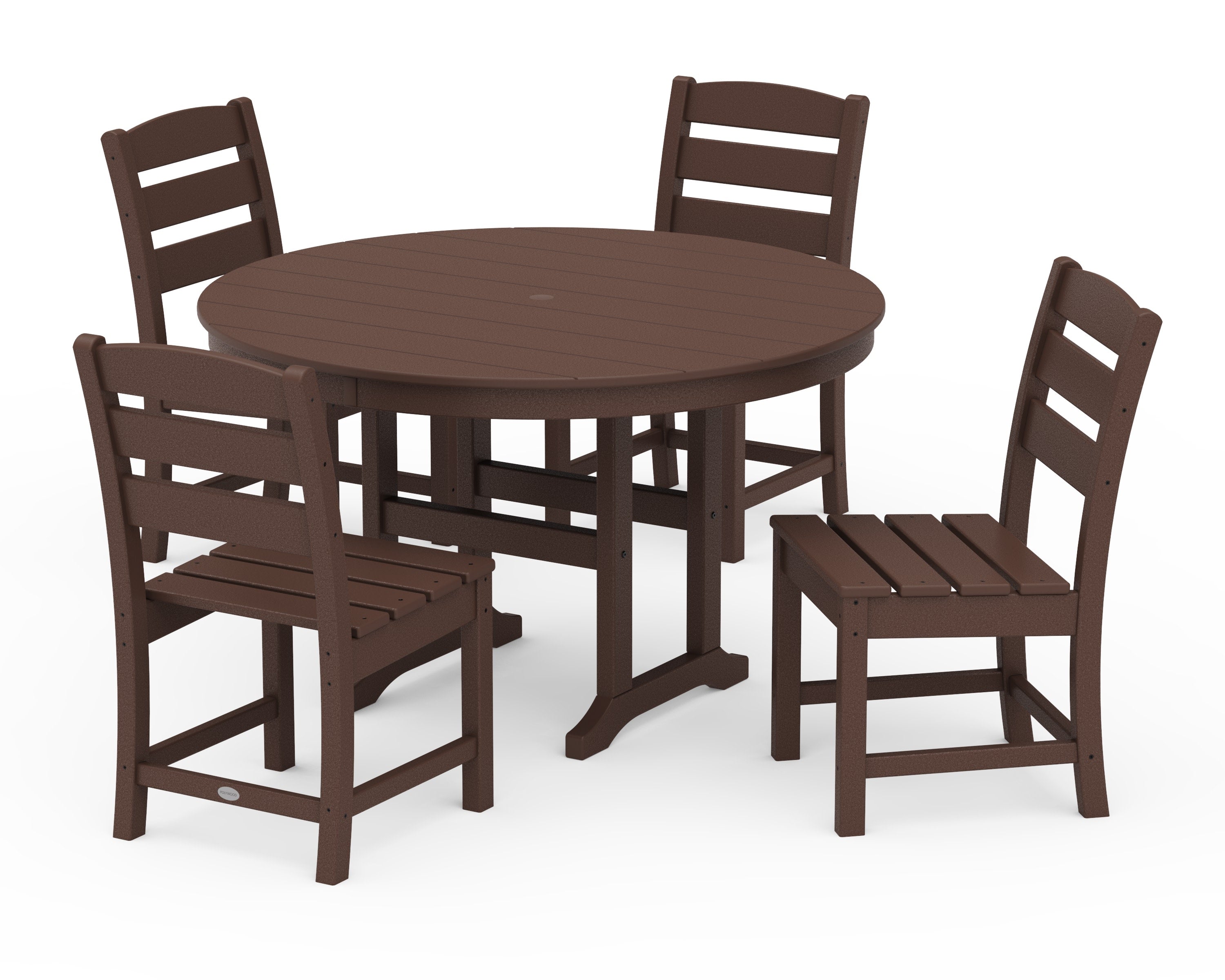 Lakeside 5-Piece Round Farmhouse Side Chair Dining Set in Mahogany