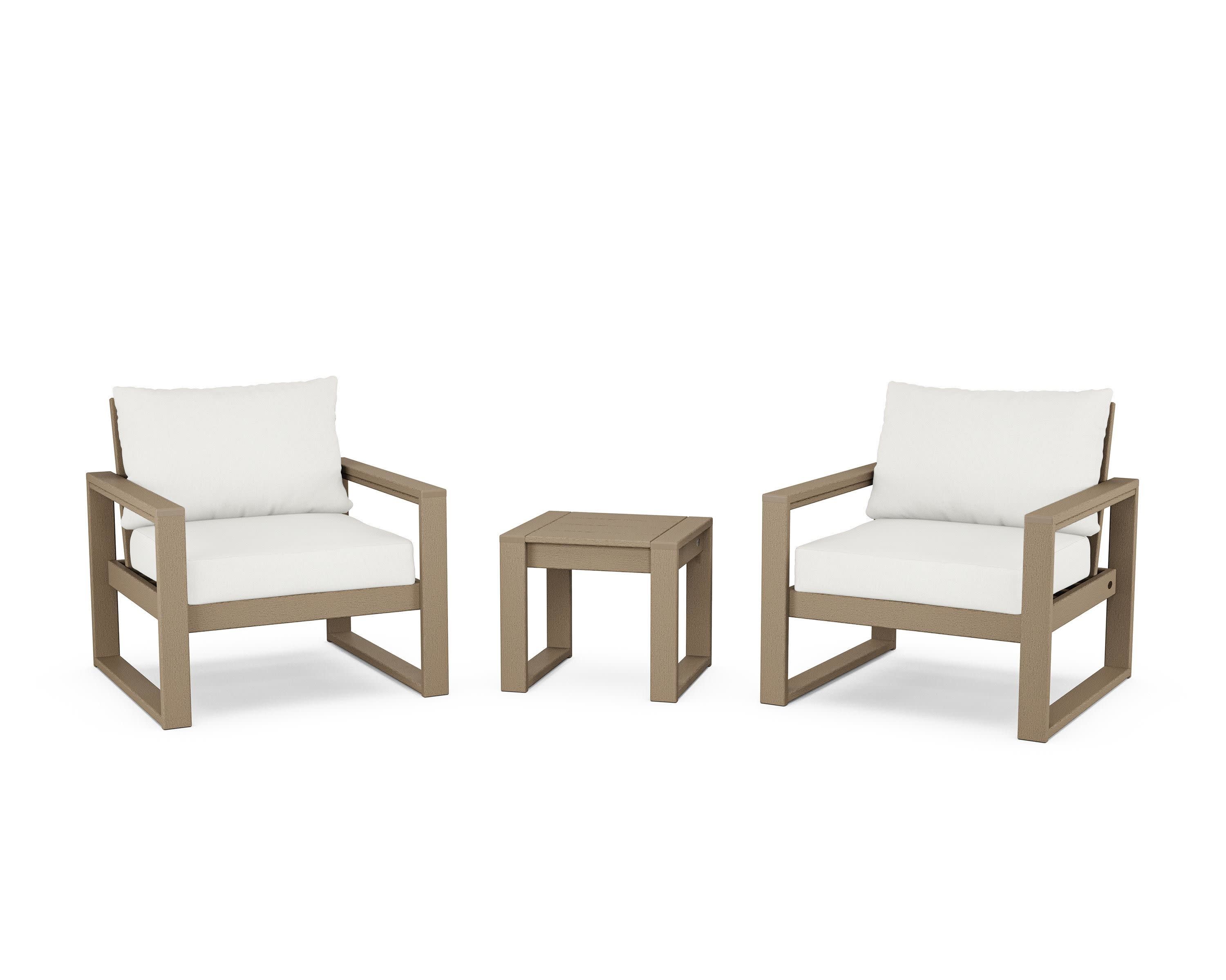 EDGE Sectional 3-Piece Deep Seating Set in Vintage Sahara / Natural Linen