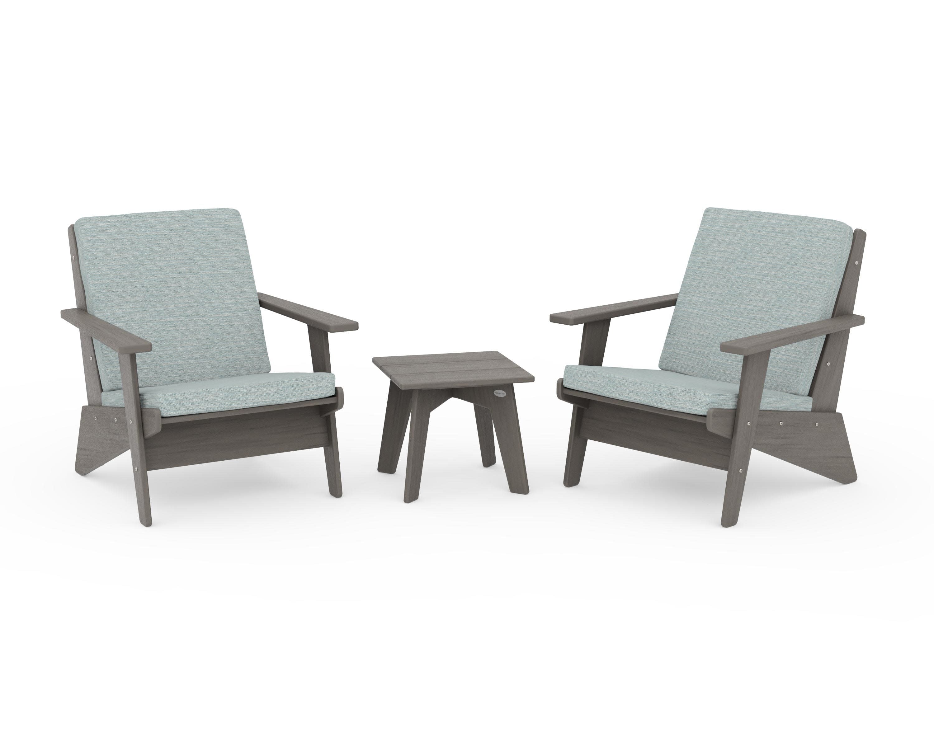 Riviera Modern Lounge 3-Piece Set in Driftwood / Soothe Mist