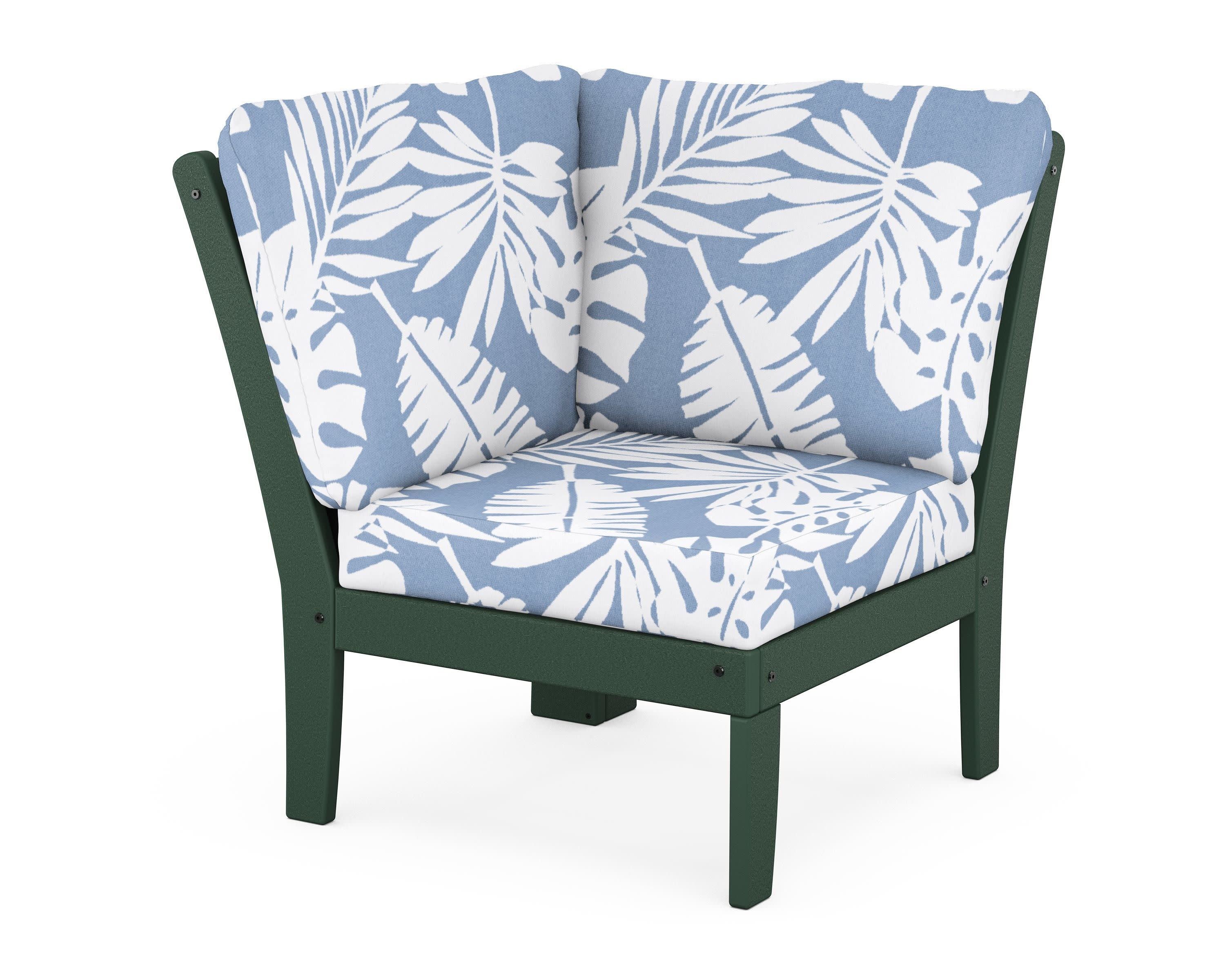 Braxton Modular Corner Chair in Green / Leaf Sky Blue