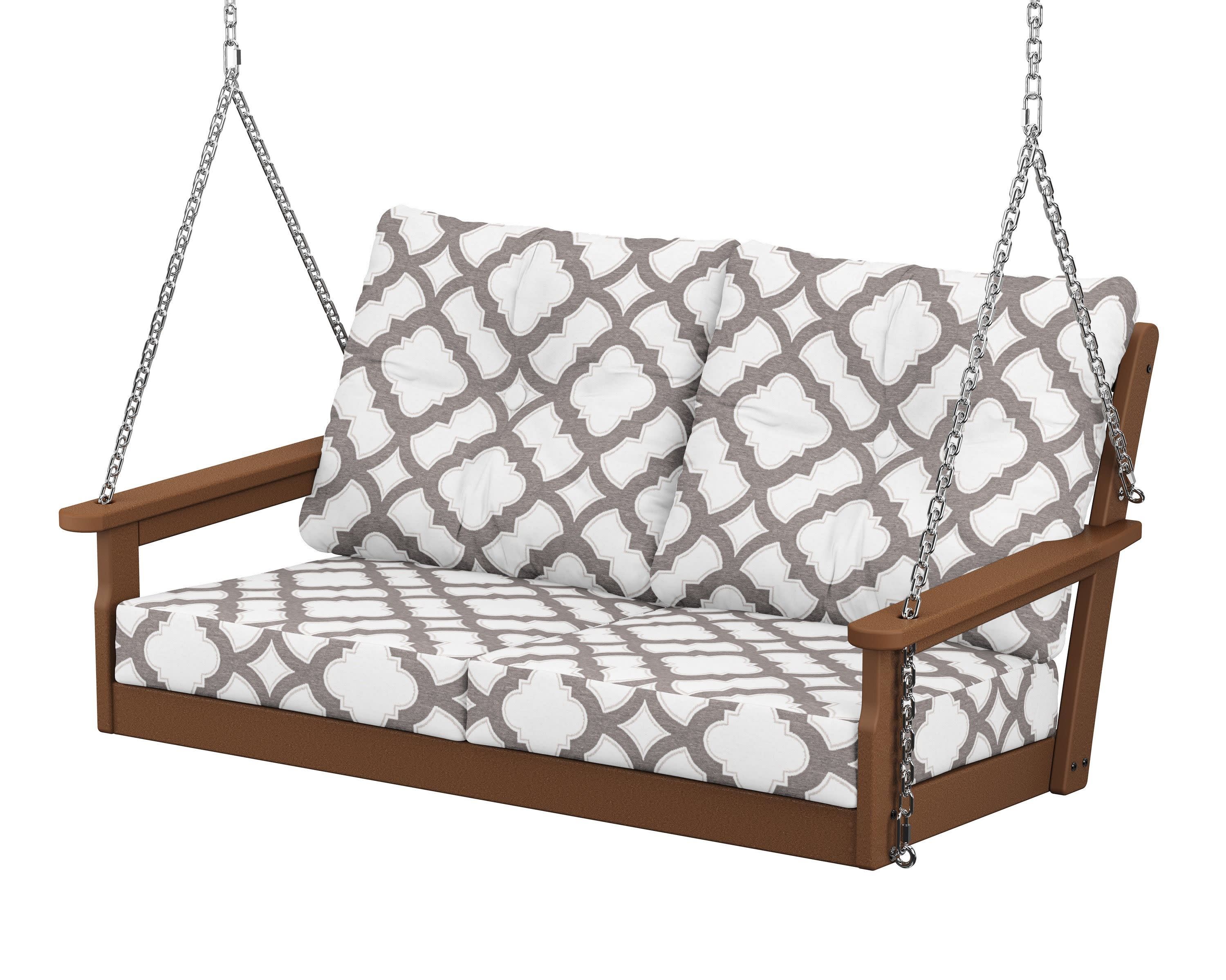 Vineyard Deep Seating Swing in Teak / Trellis Grey Mist