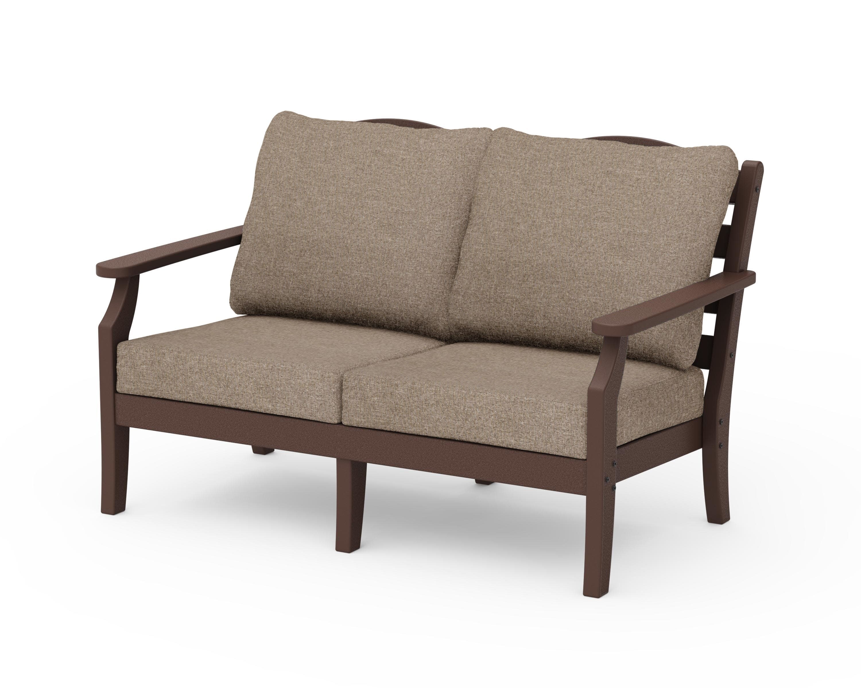 Savannah Deep Seating Loveseat in Mahogany / Spiced Burlap