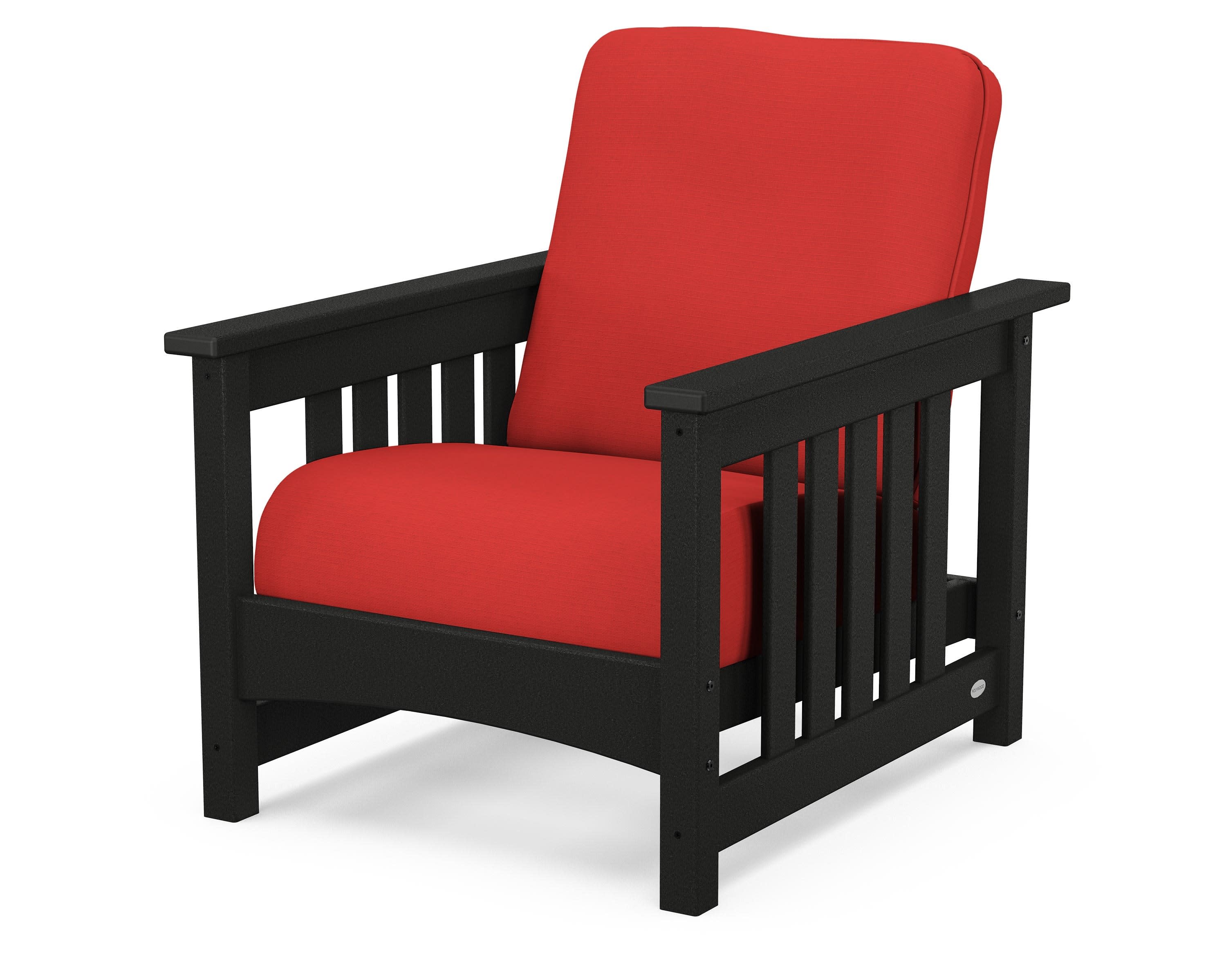 Club Mission Chair in Black / Crimson Linen