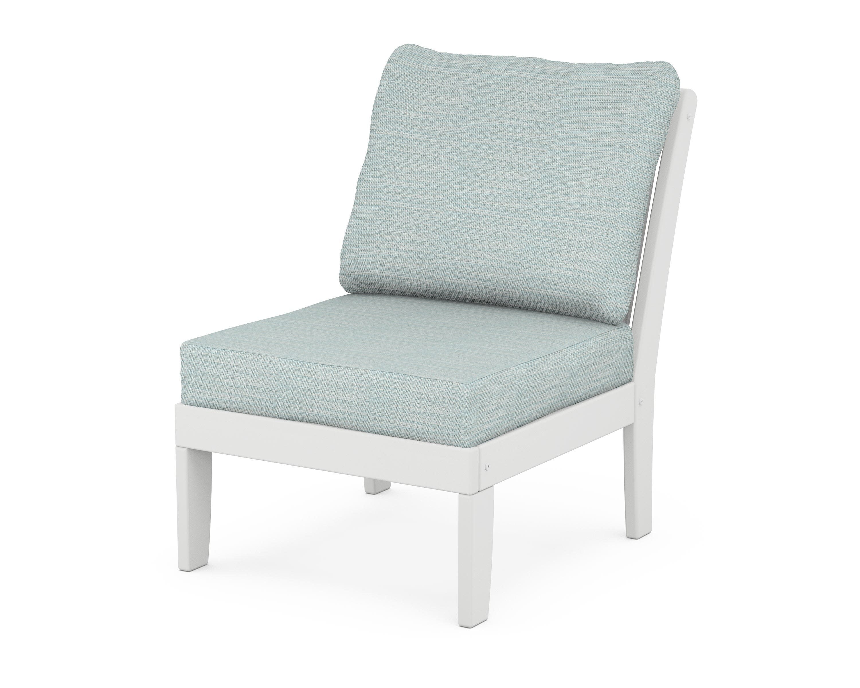 Braxton Modular Armless Chair in White / Soothe Mist