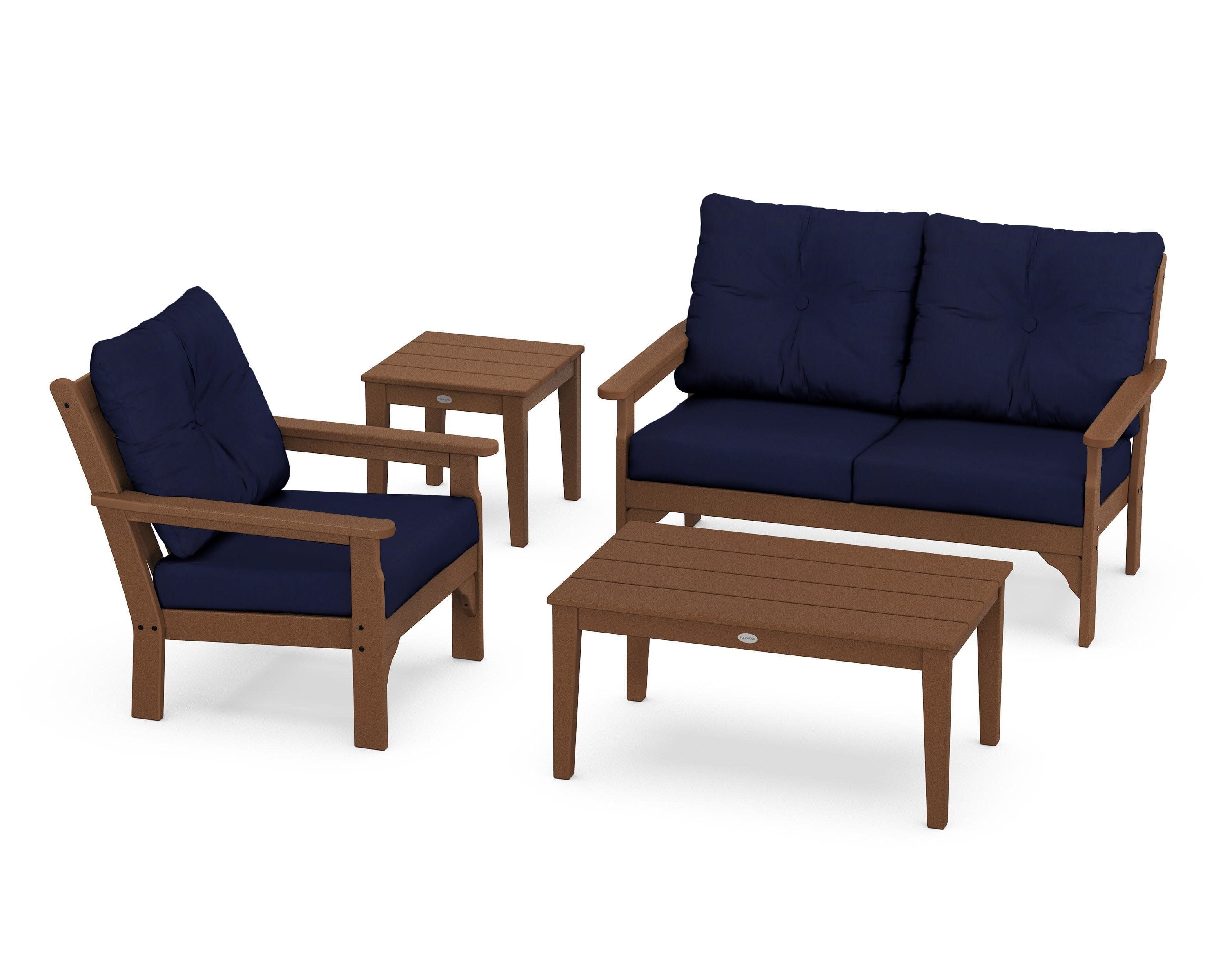 Vineyard 4-Piece Deep Seating Set in Teak / Navy