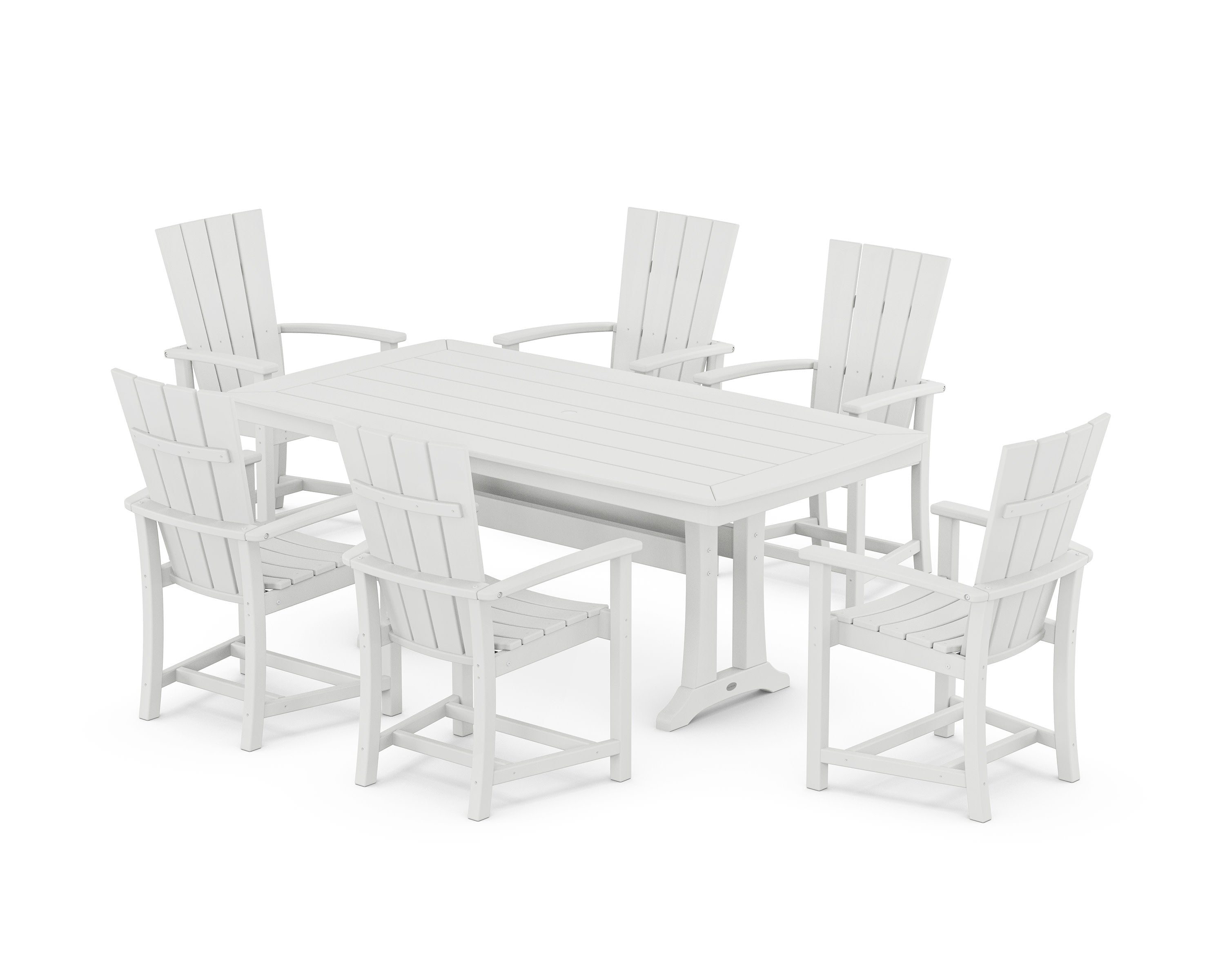 Quattro 7-Piece Dining Set with Trestle Legs in White