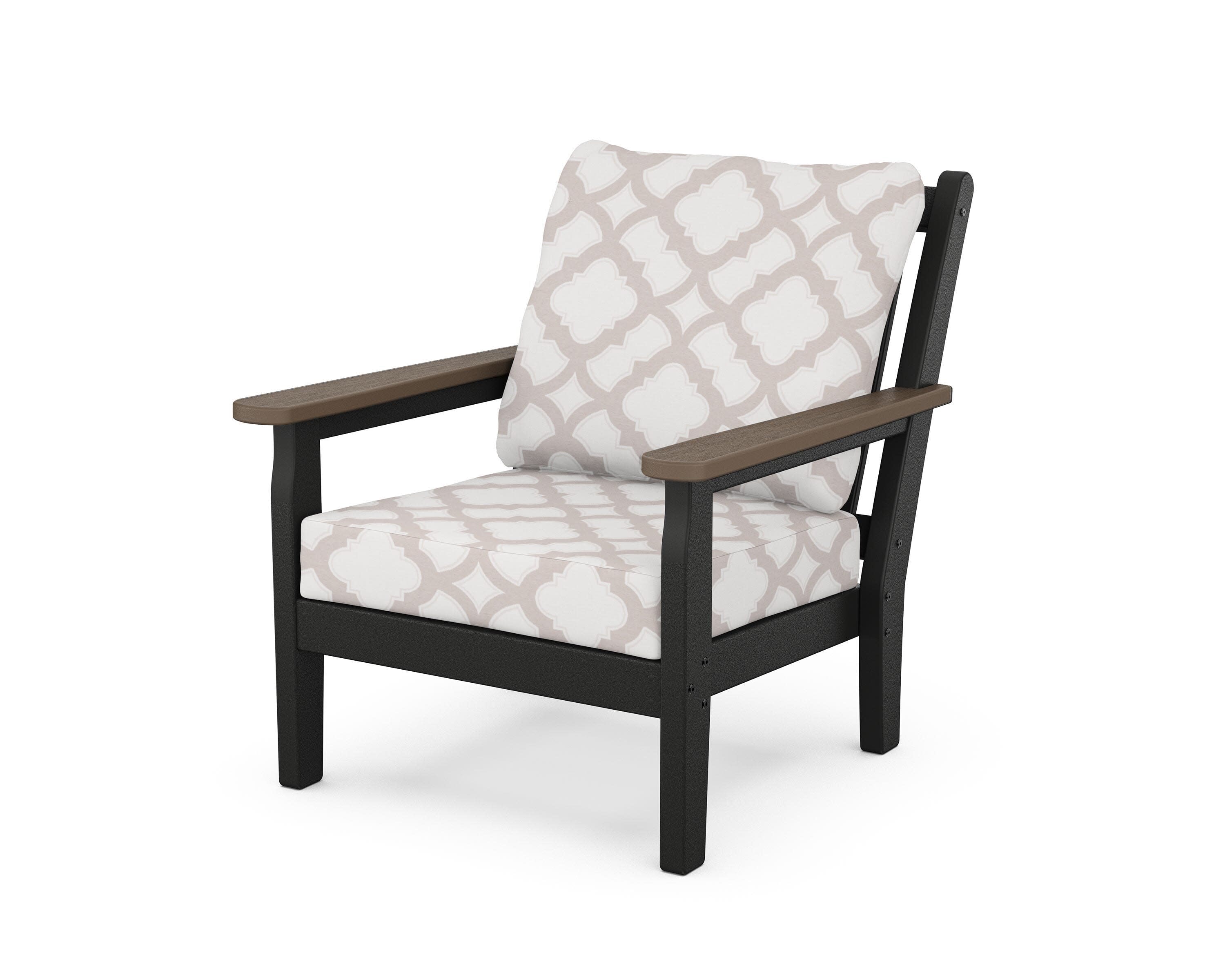 Chippendale Deep Seating Chair in Black / Kona / Trellis Dune Burlap