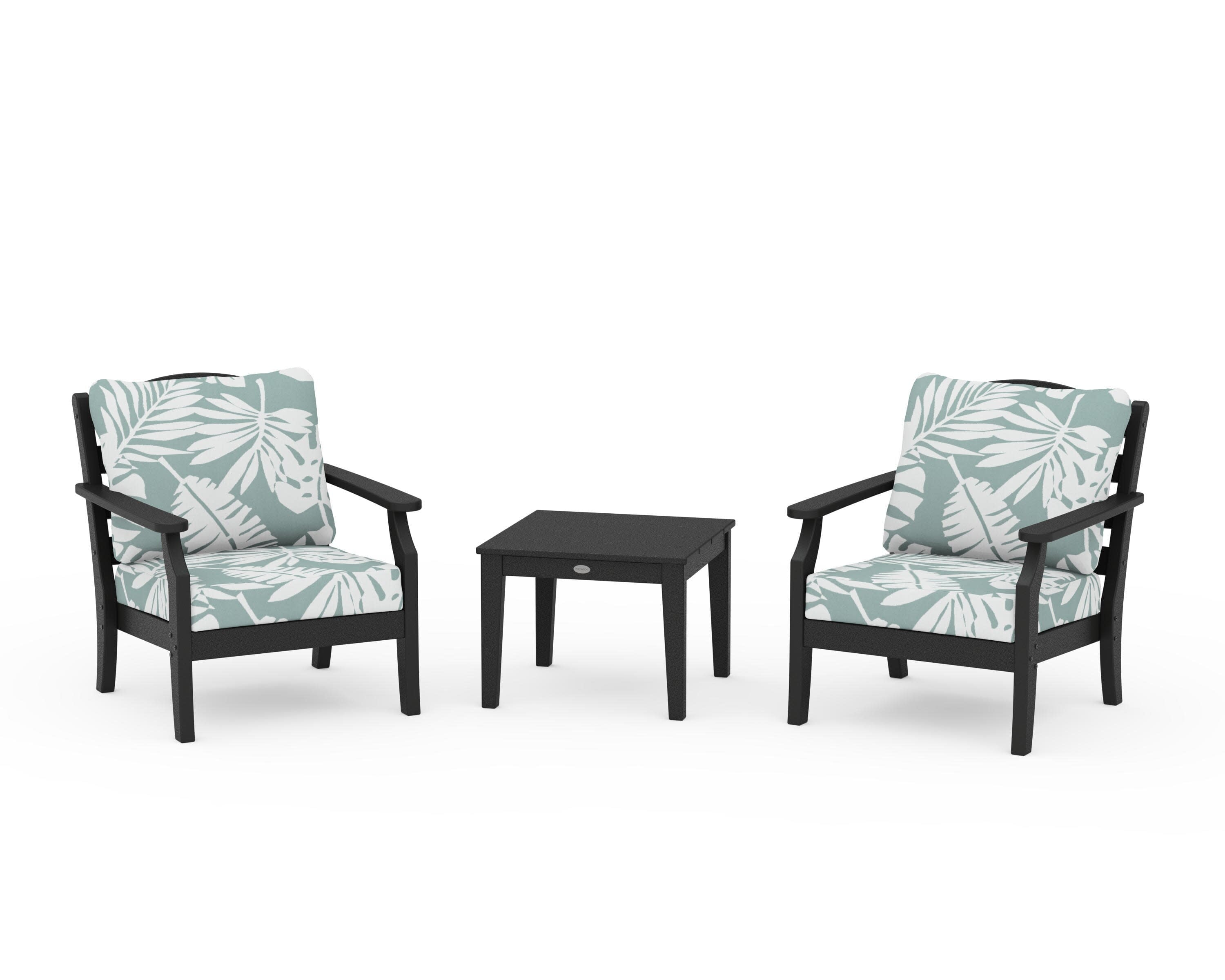 Savannah 3-Piece Deep Seating Set in Black / Leaf Glacier Spa