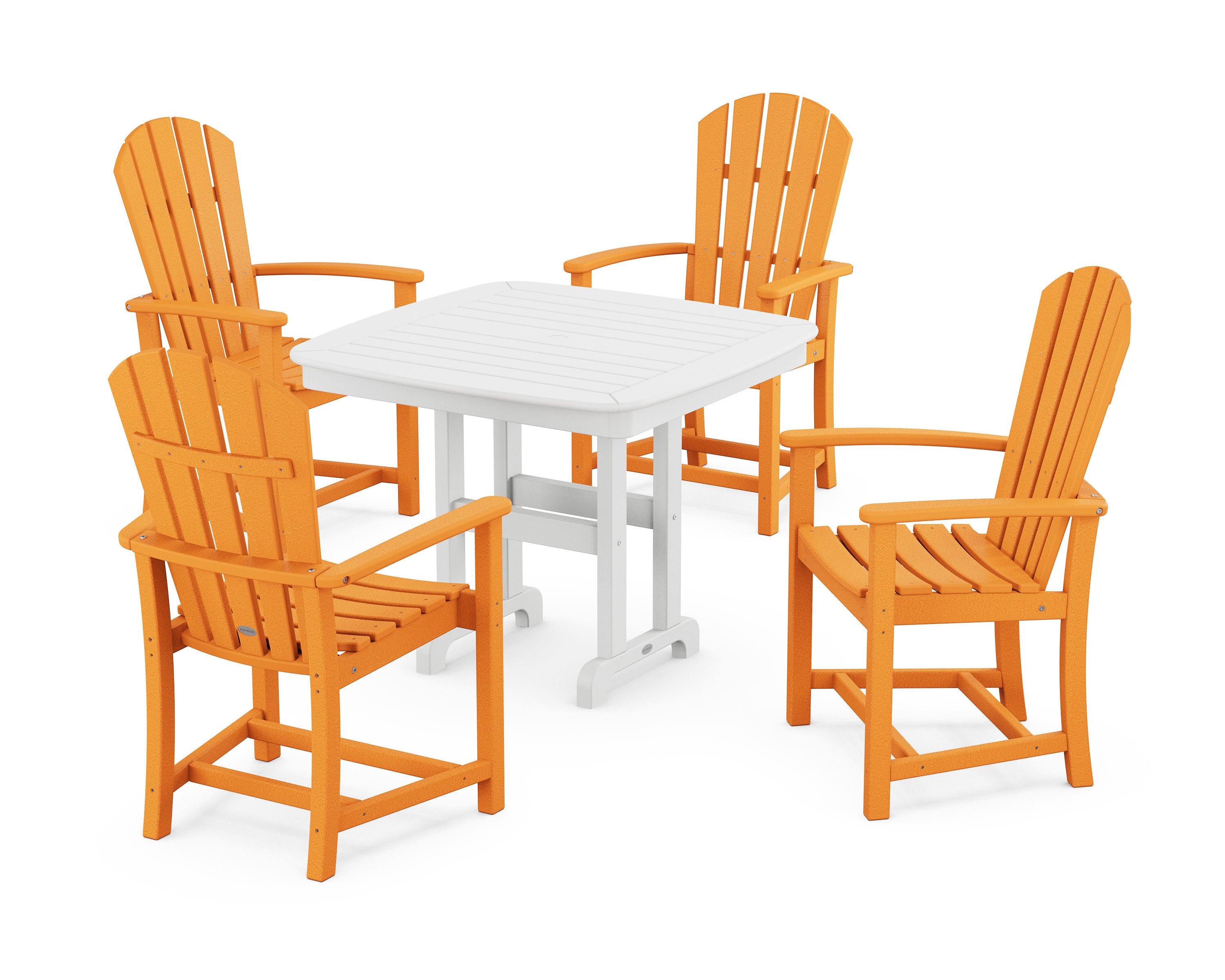 Palm Coast 5-Piece Dining Set in Tangerine / White