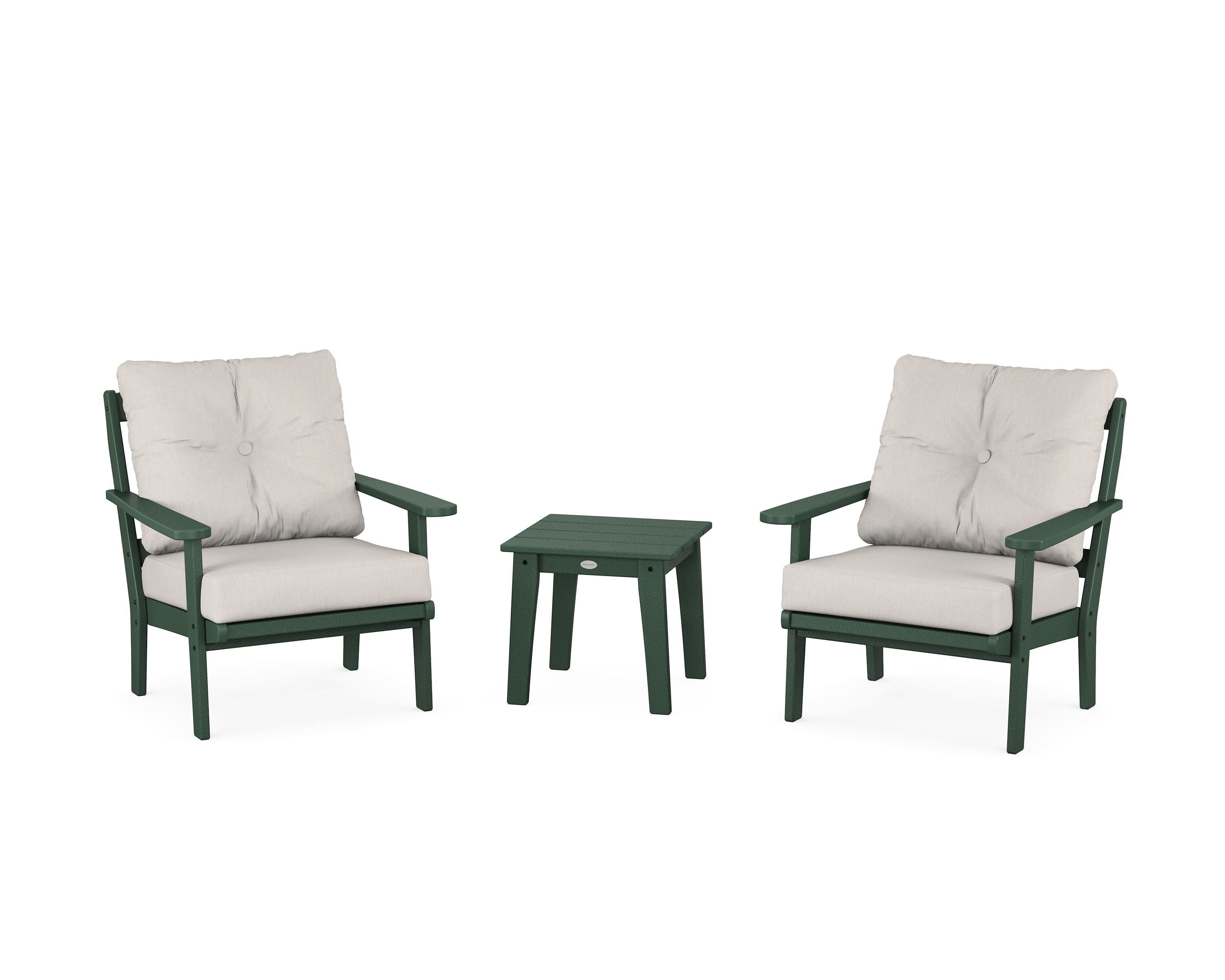 Mission 3-Piece Deep Seating Set in Green / Cast Ash