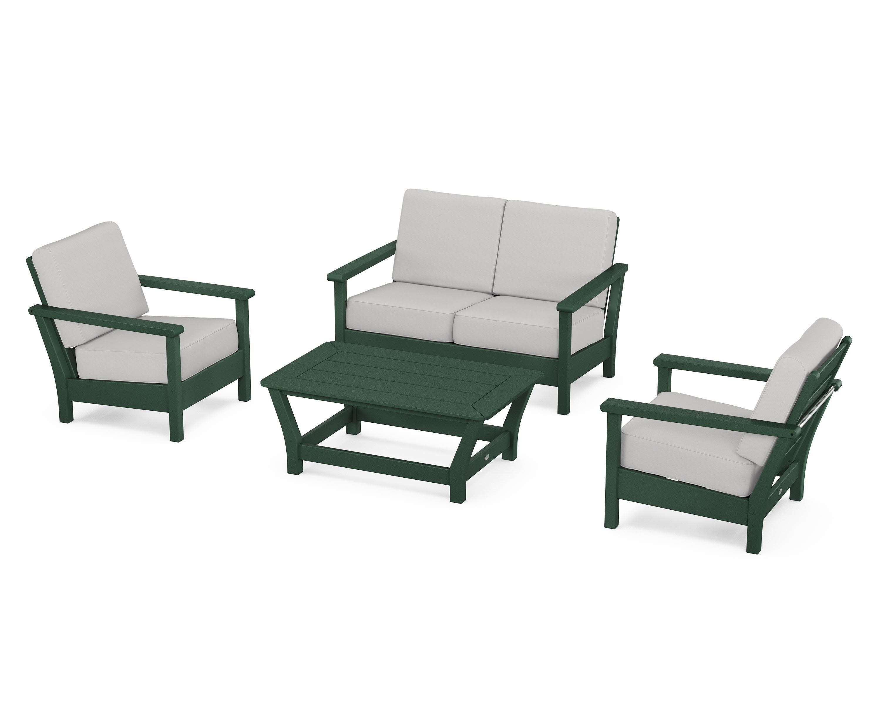 Harbour 4-Piece Deep Seating Set in Green / Diamond in the Rough
