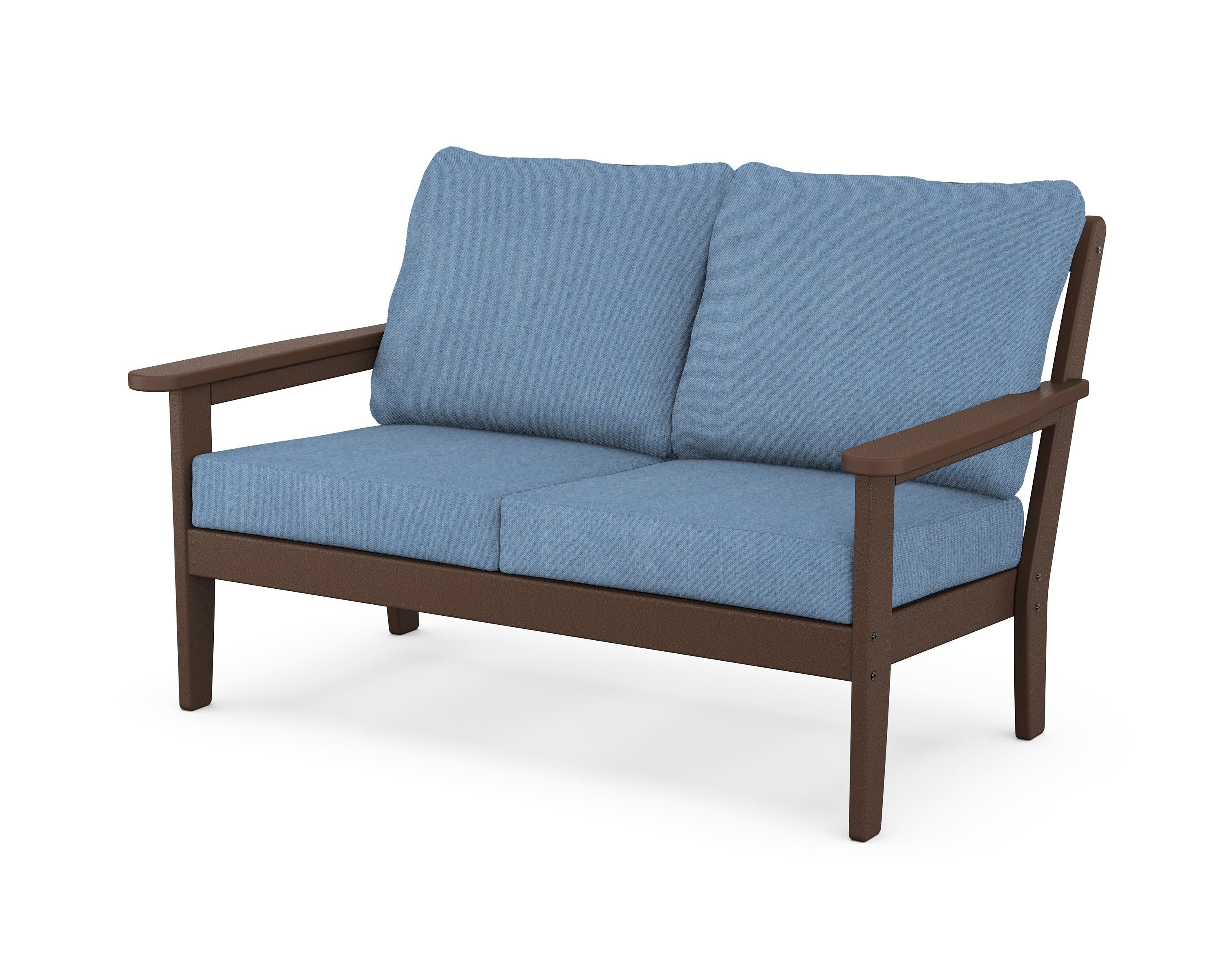 Cottage Deep Seating Loveseat in Mahogany / Sky Blue