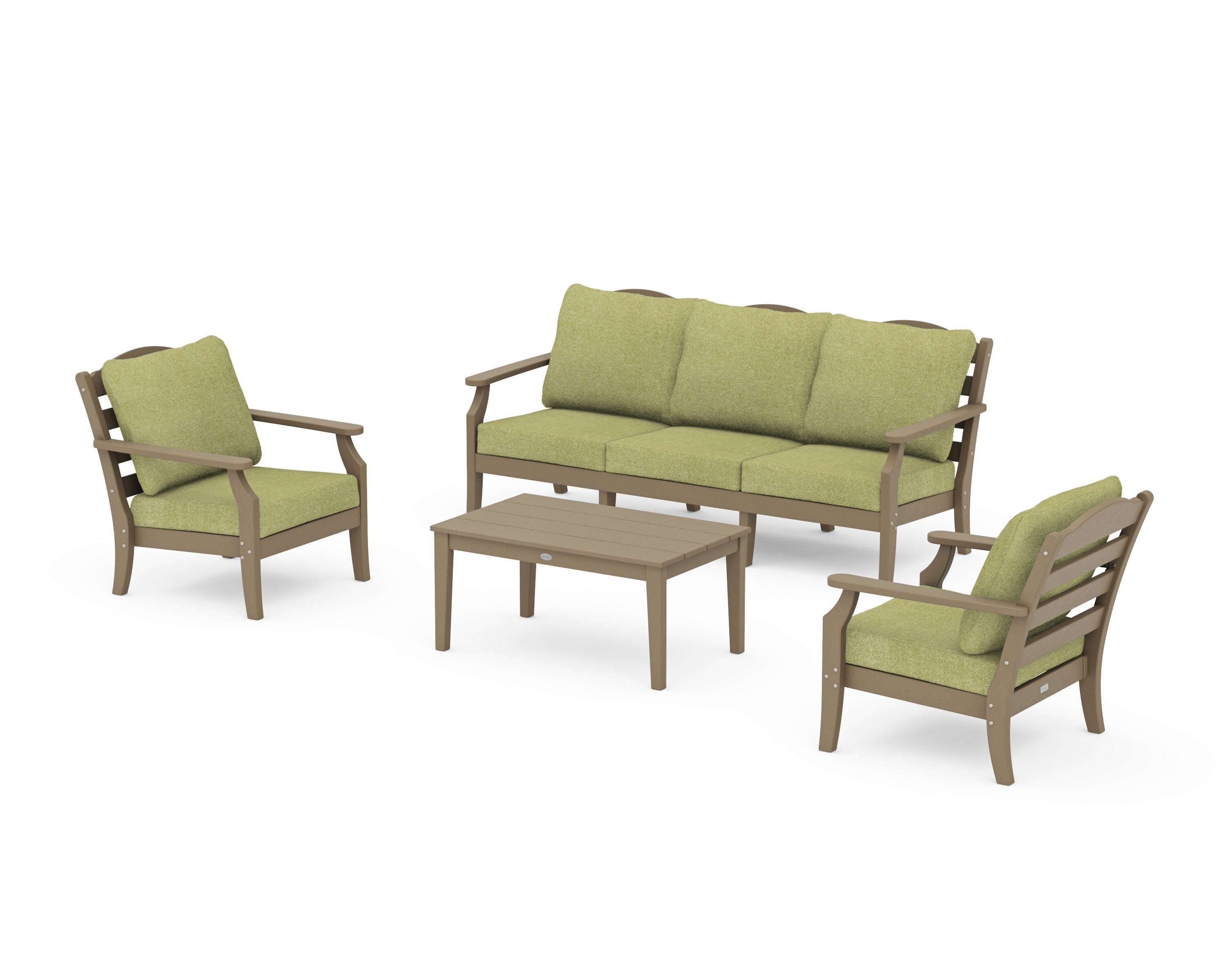 Savannah 4-Piece Deep Seating Set with Sofa in Vintage Sahara / Chartreuse Boucle