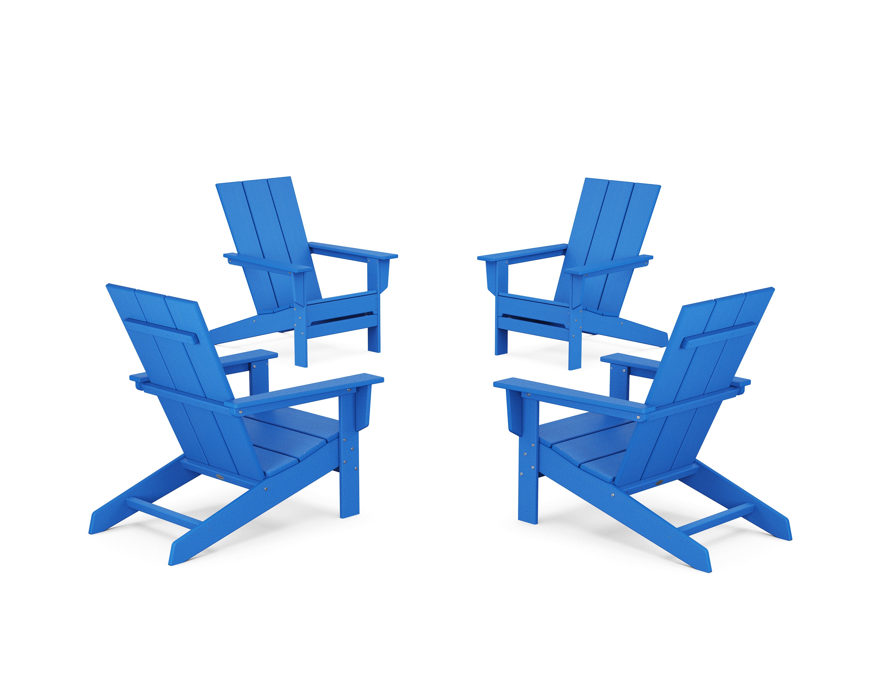 4-Piece Modern Studio Adirondack Chair Conversation Set in Pacific Blue