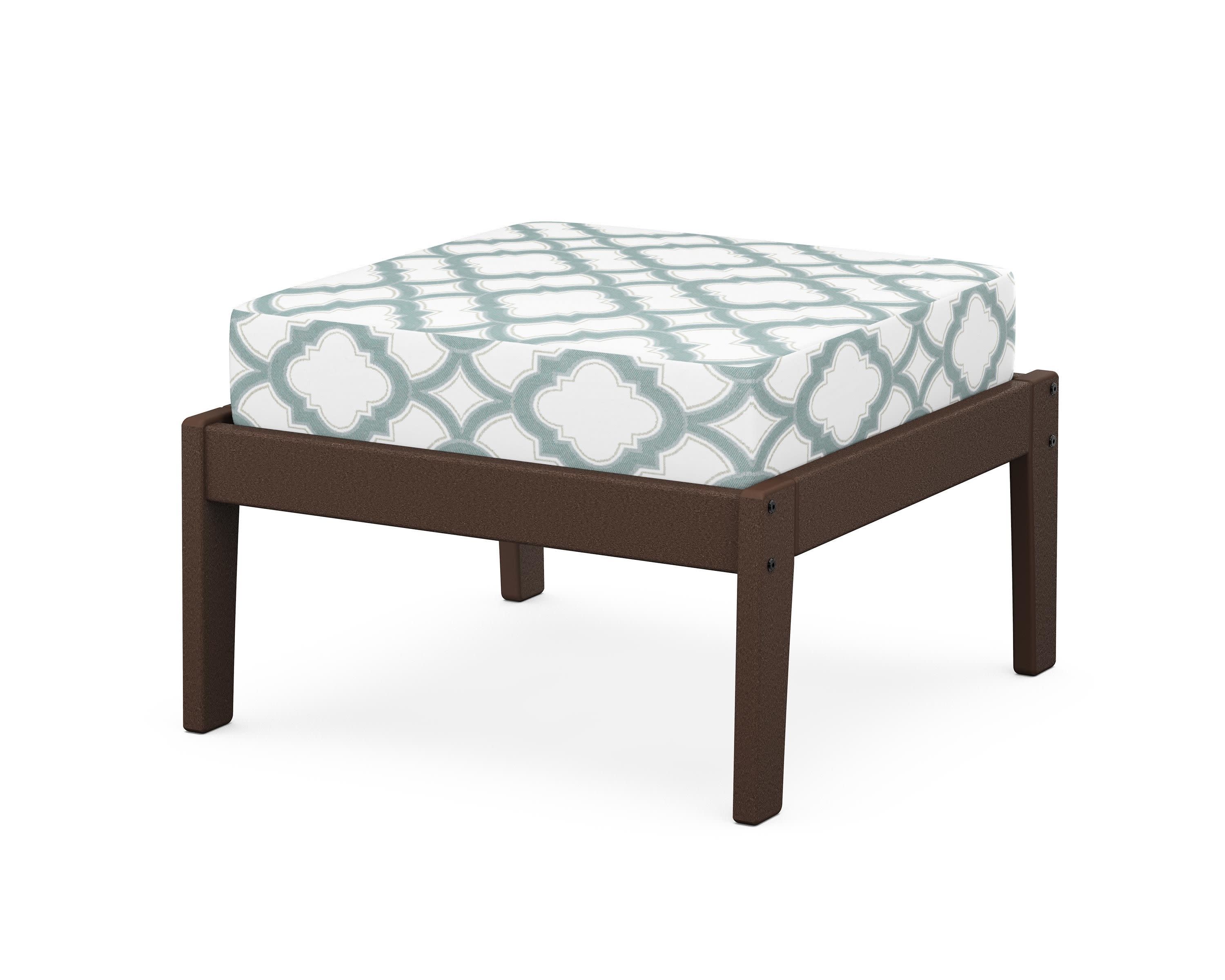 Deep Seating Ottoman in Mahogany / Trellis Glacier Spa
