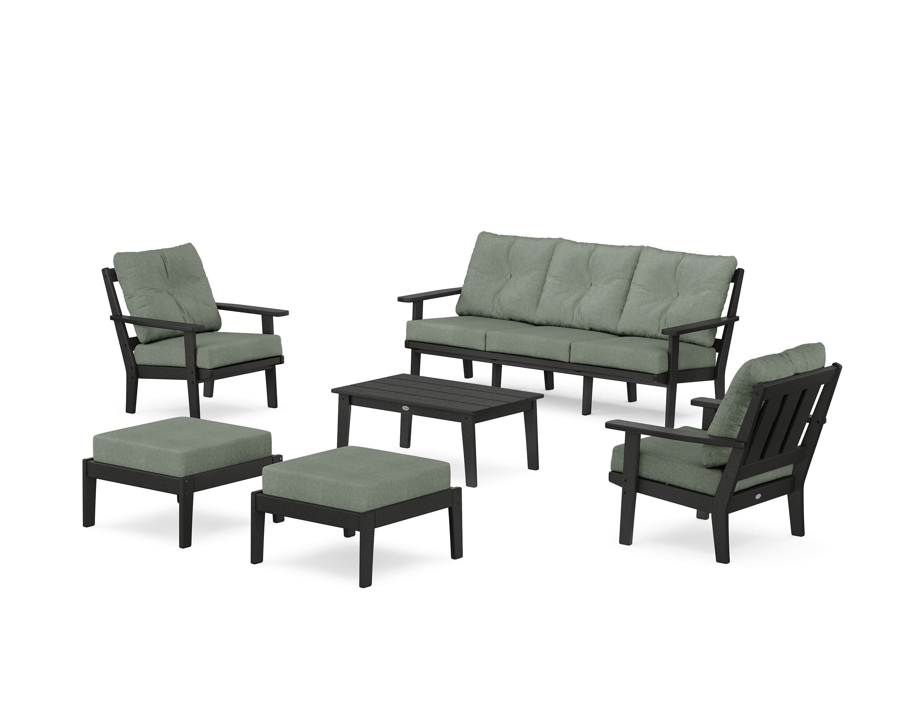 Oxford 6-Piece Lounge Sofa Set in Black / Cast Sage