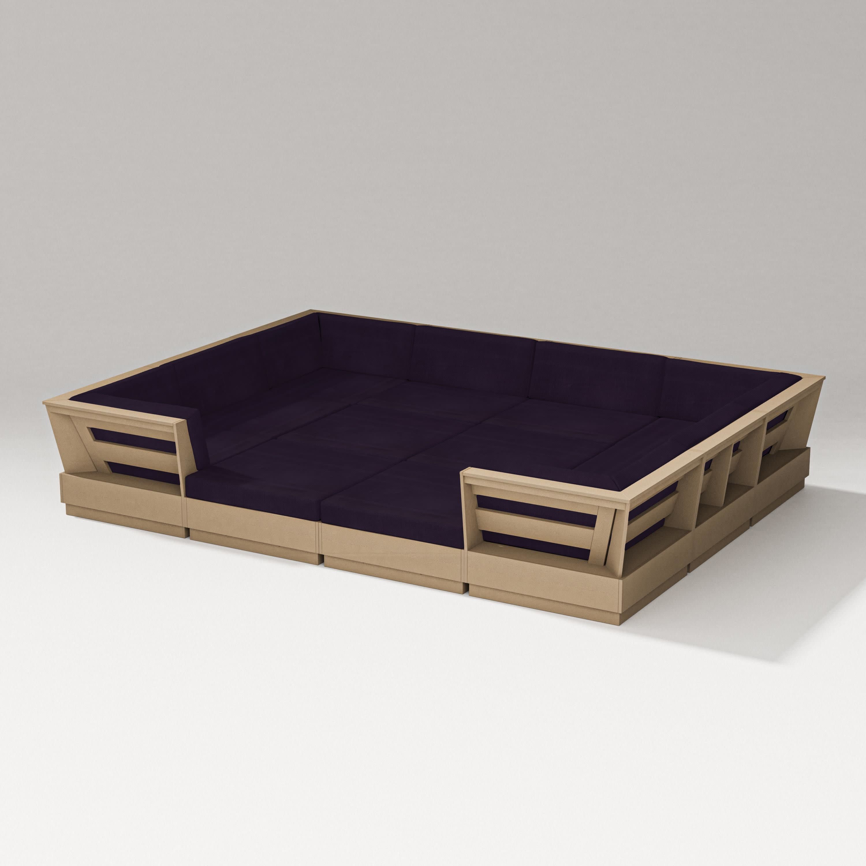 Elevate 12-Piece Pit Sectional in Vintage Sahara / Navy Linen