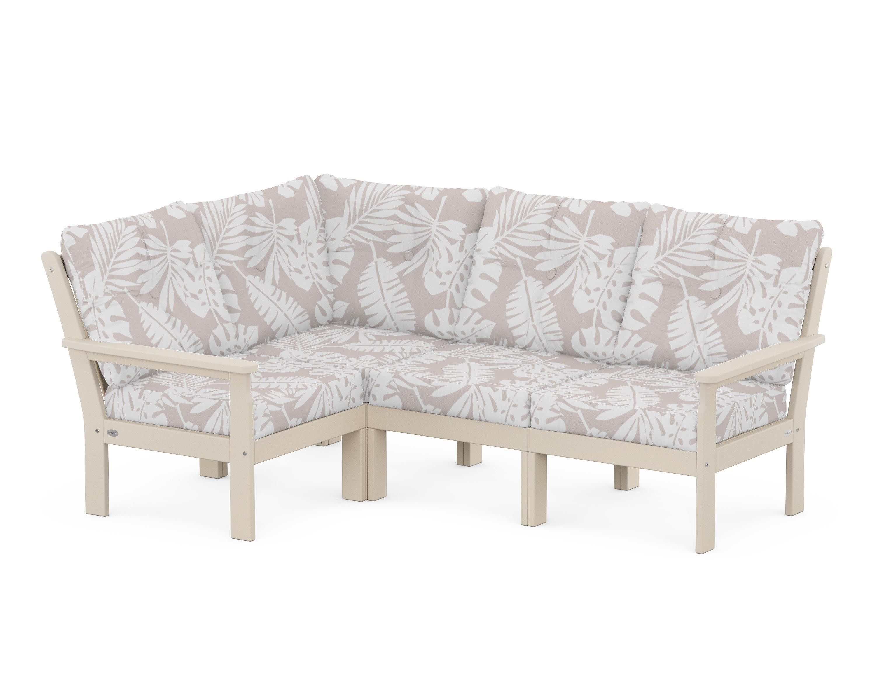 Vineyard 4-Piece Sectional in Sand / Leaf Dune Burlap