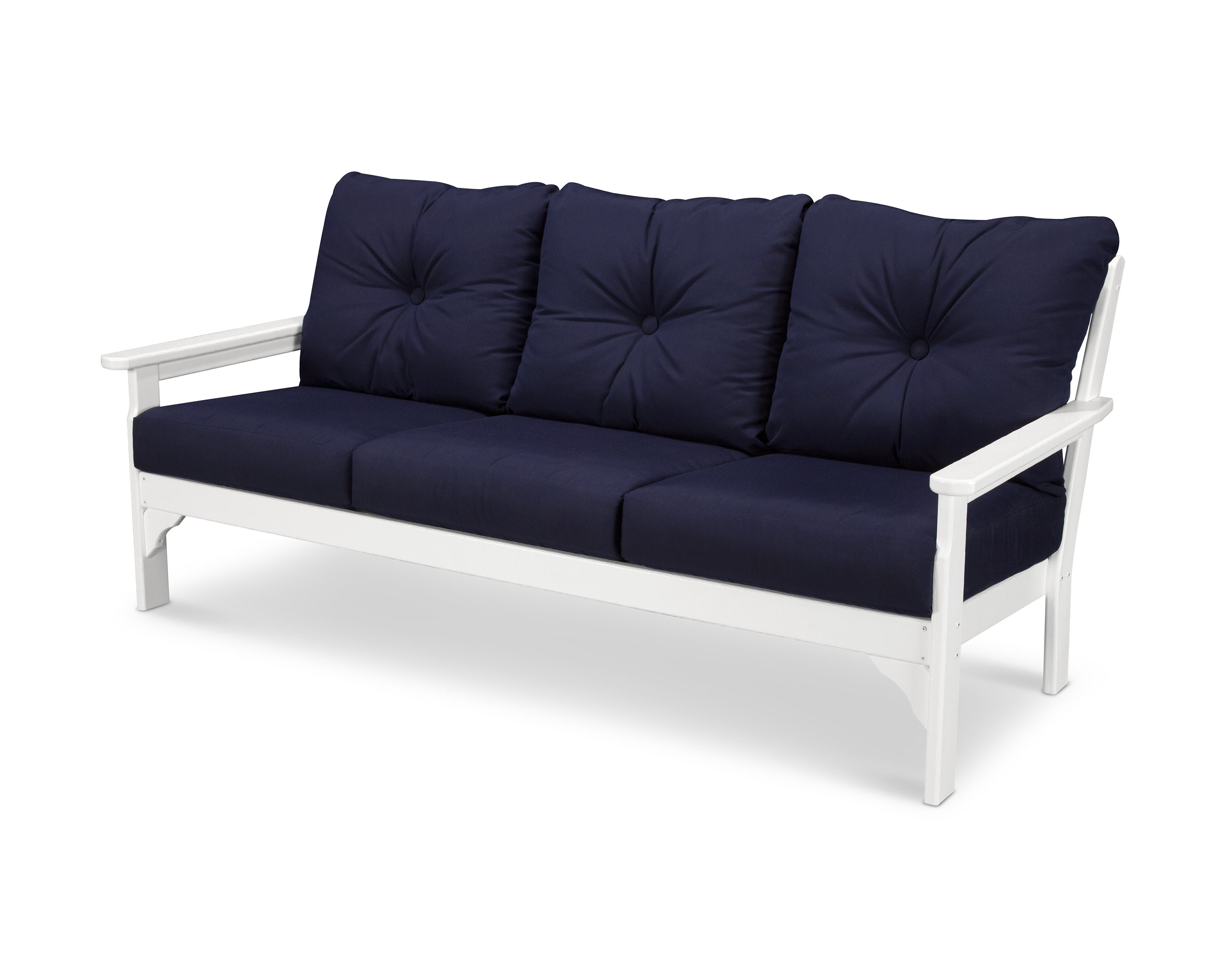 Vineyard Deep Seating Sofa in White / Navy