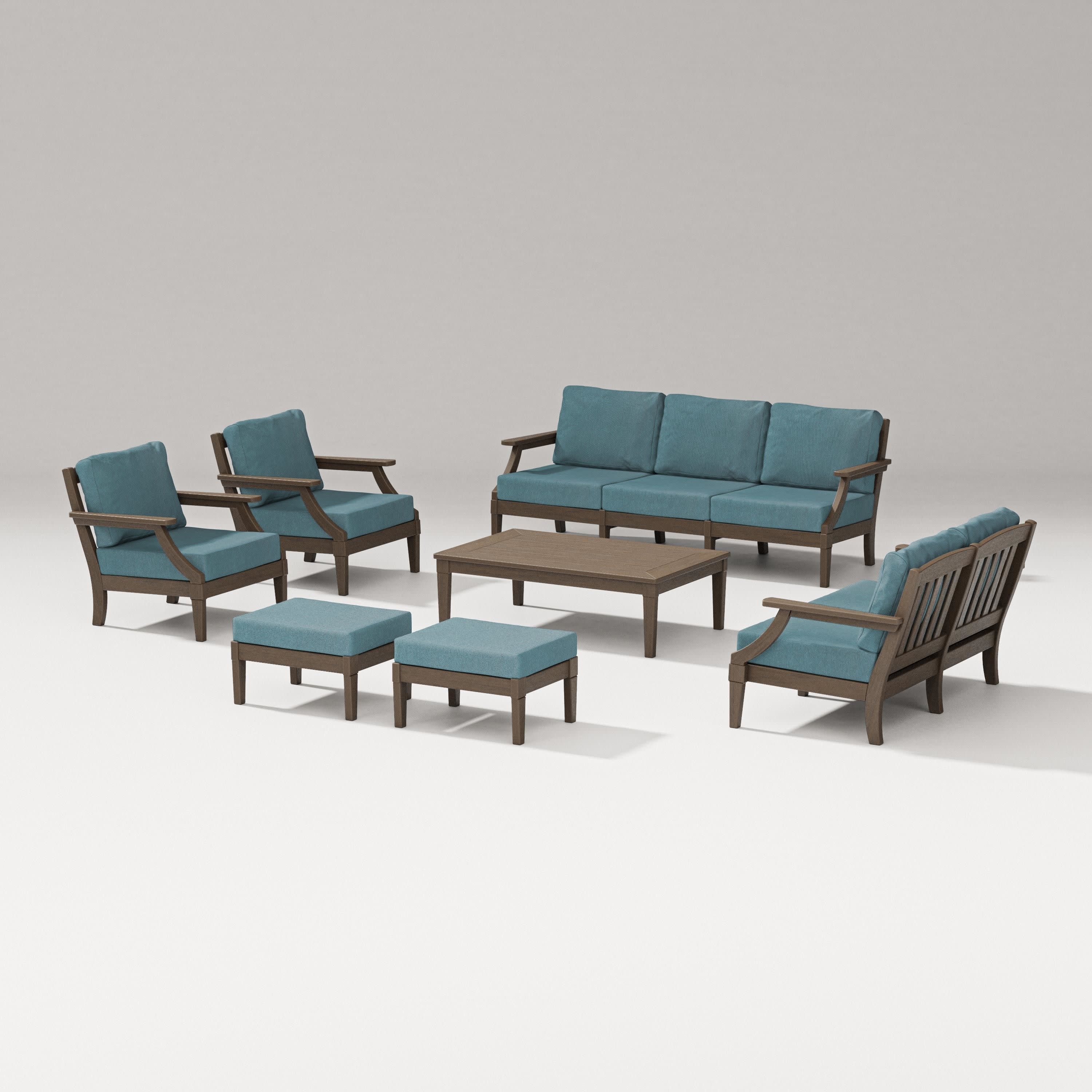 Estate 7-Piece Lounge Sofa Set in Kona / Ocean Teal