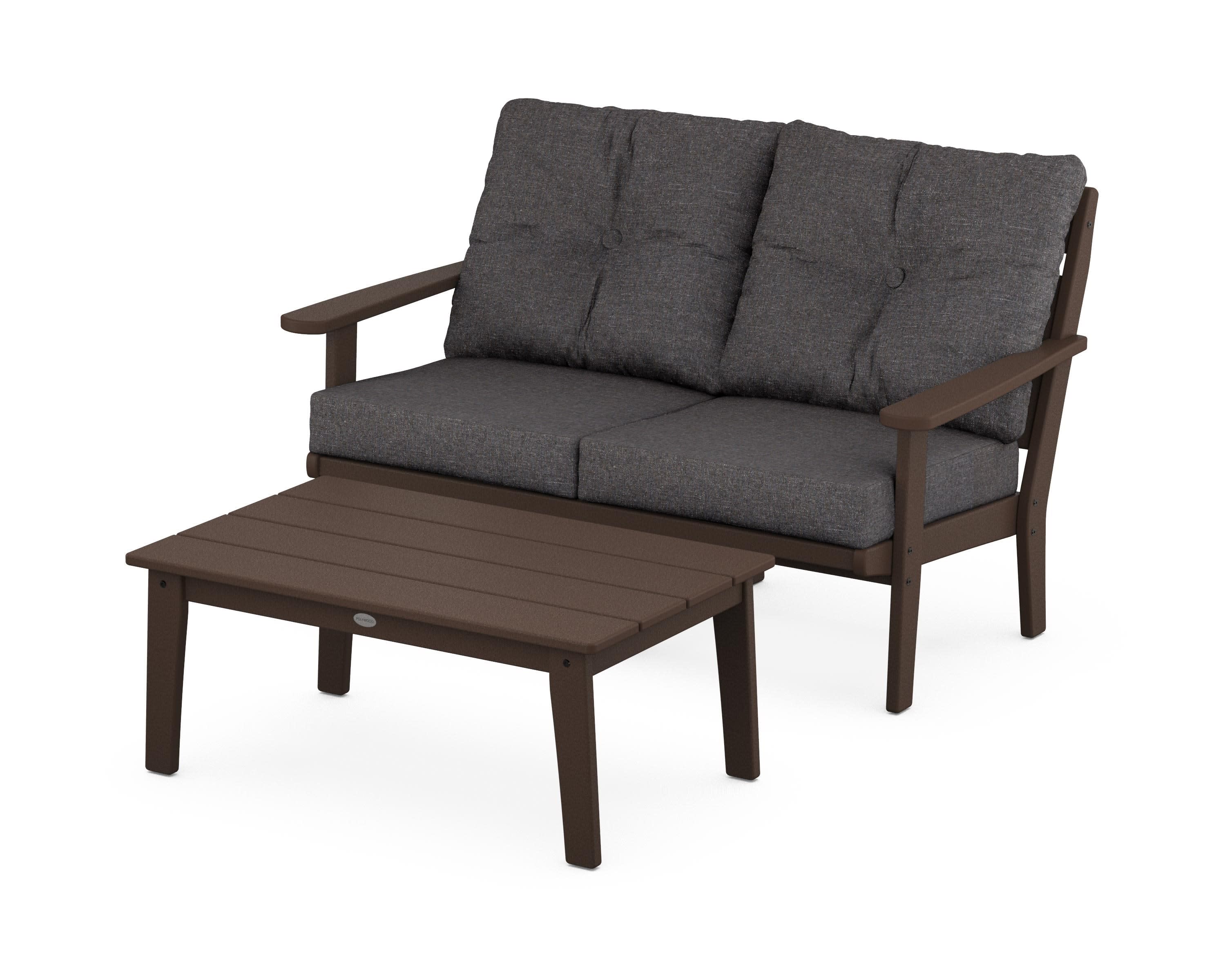 Lakeside 2-Piece Lounge Loveseat Set in Mahogany / Ash Charcoal